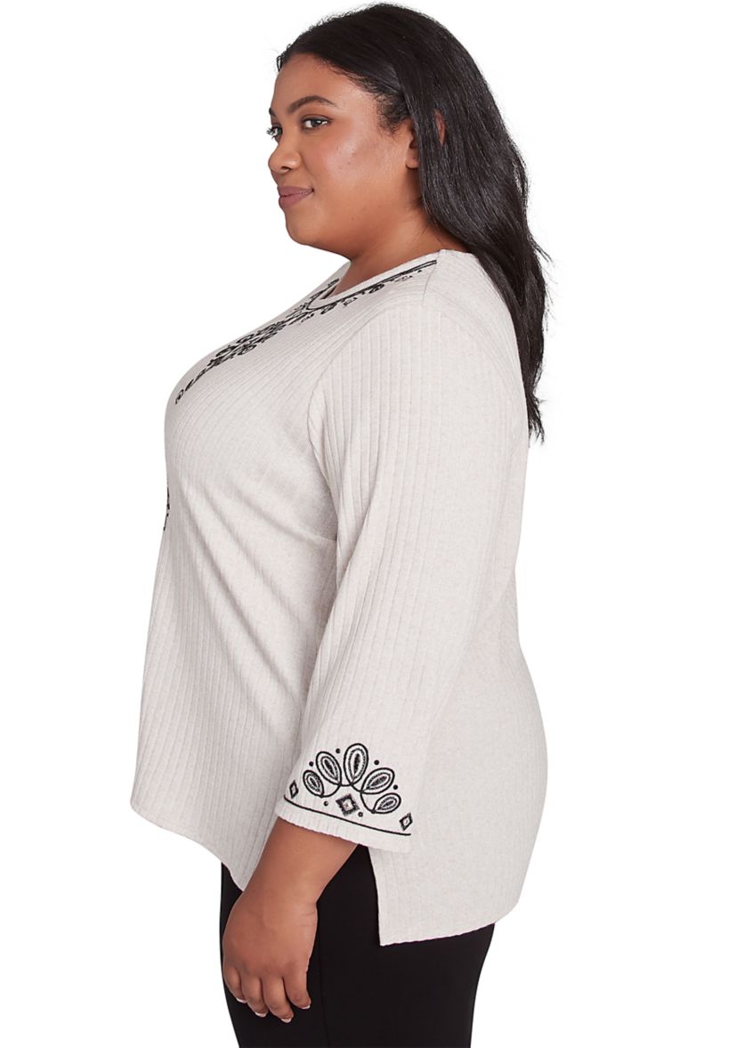 Plus Size Romancing The Stone Medallion Center Top