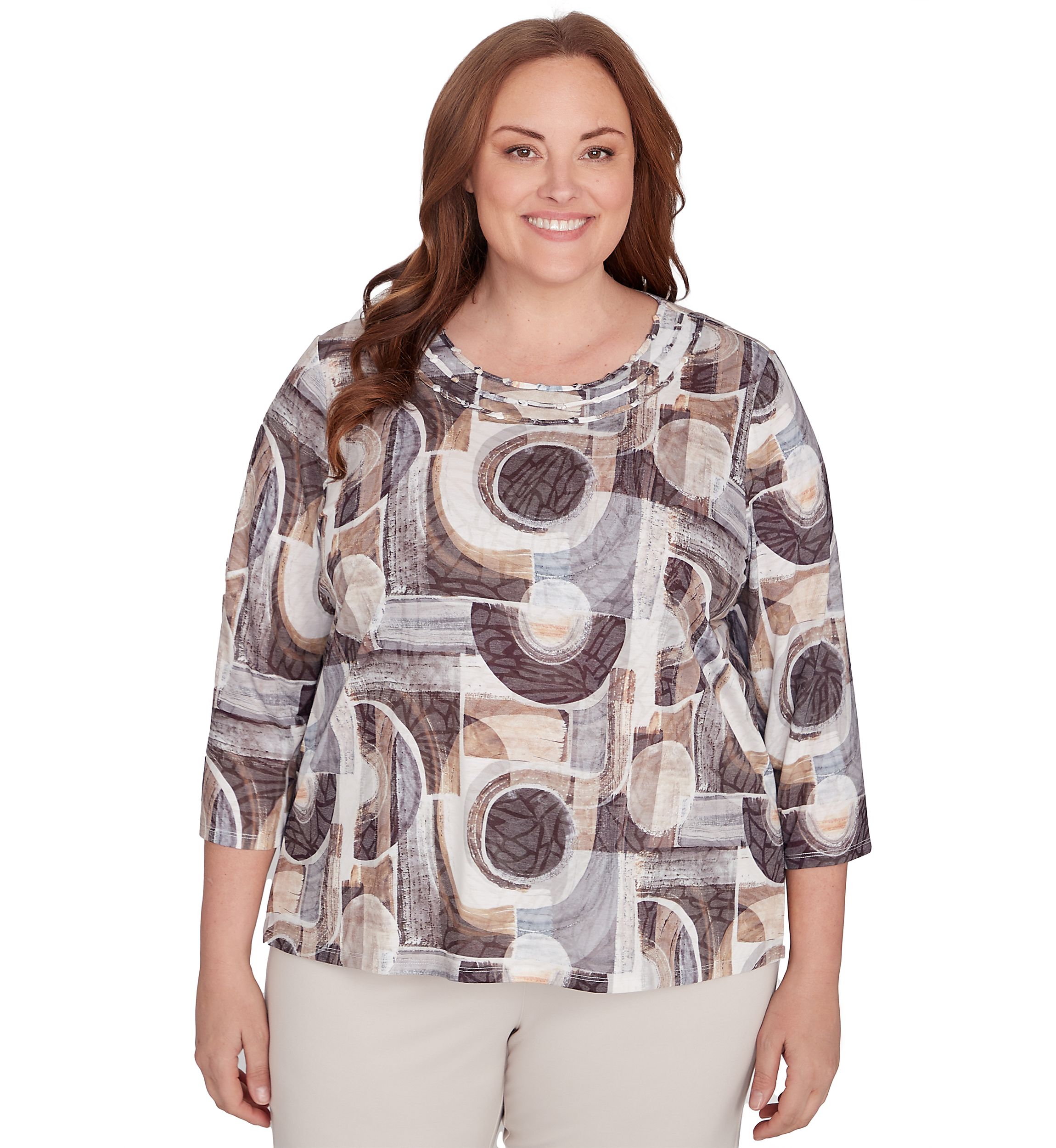 Plus Size Romancing the Stone Geometric Patch T-Shirt