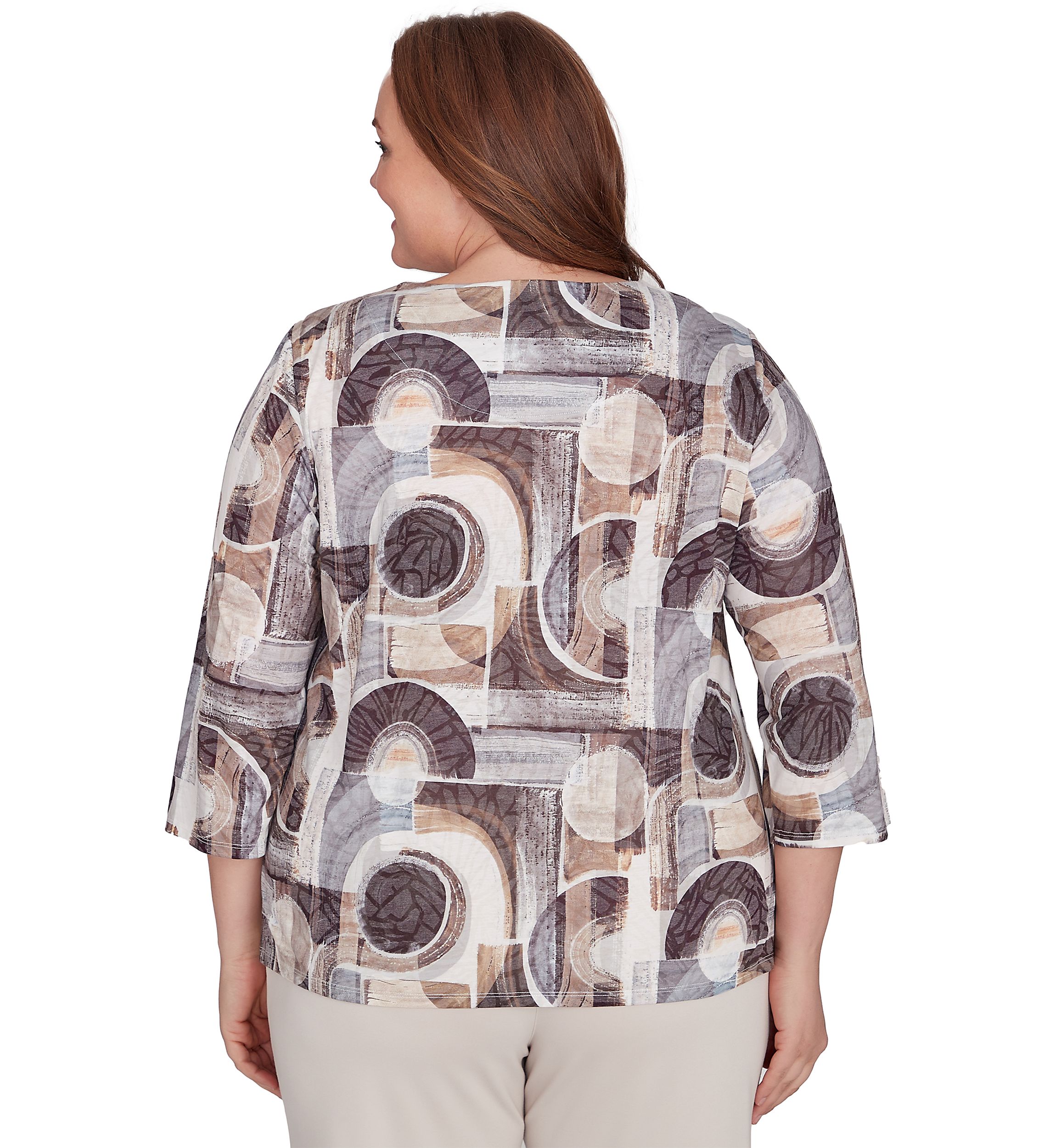Plus Size Romancing the Stone Geometric Patch T-Shirt