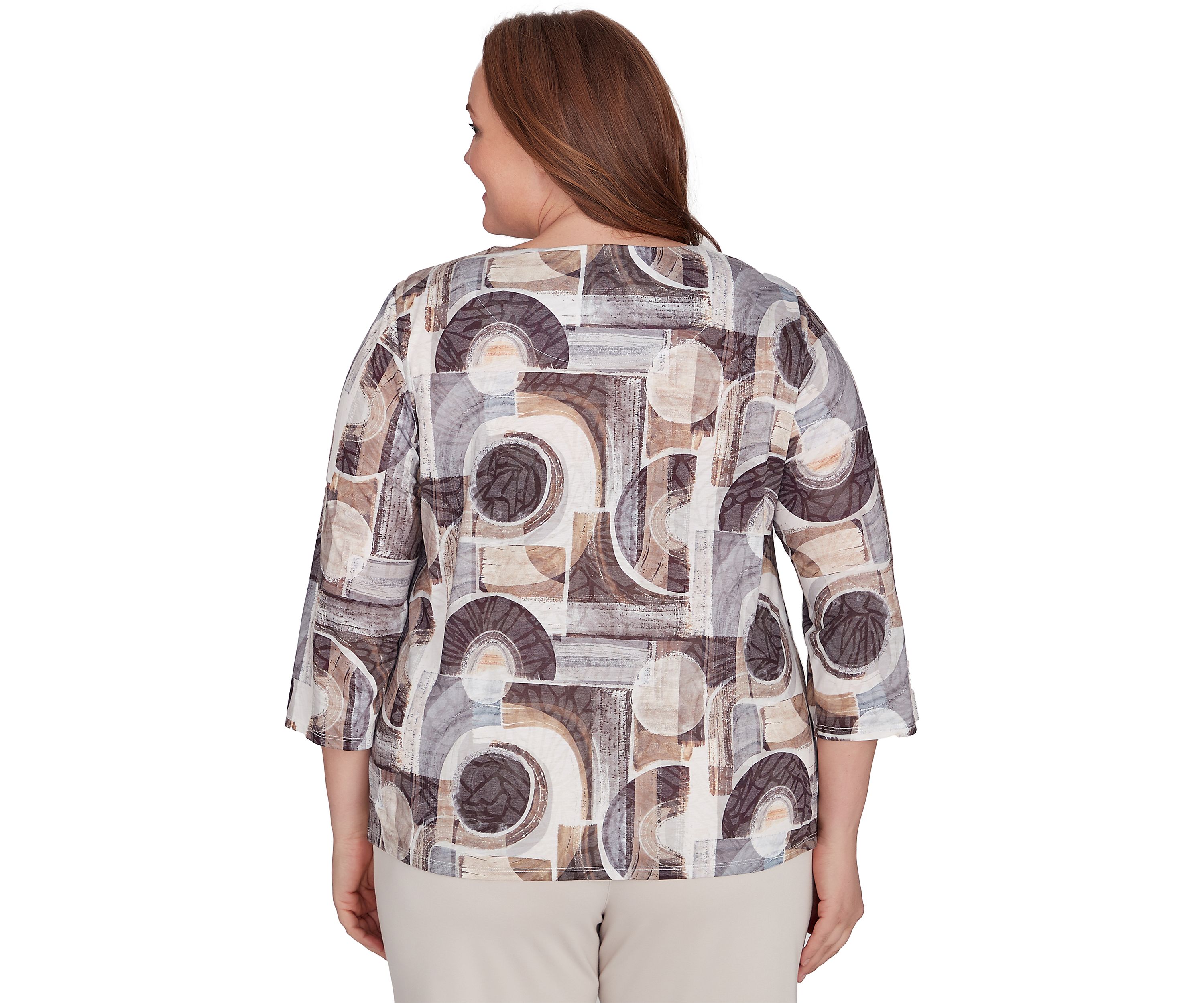 Plus Size Romancing the Stone Geometric Patch T-Shirt