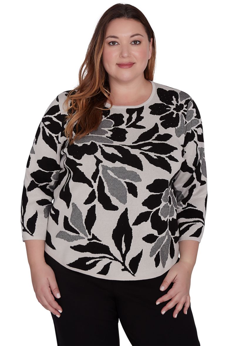 Plus Size Romancing the Stone Floral Jacquard Top