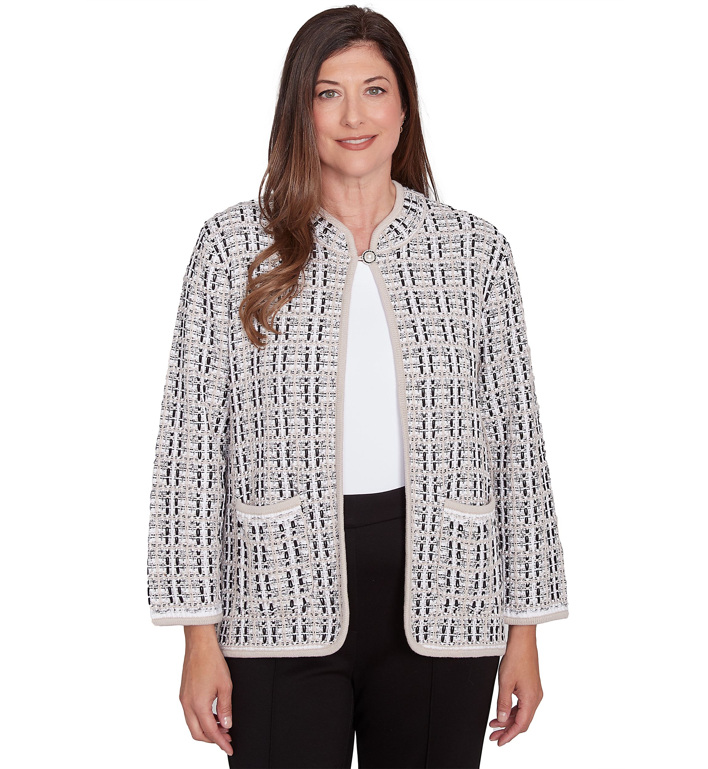 Petite Romancing the Stone Texture Sweater Knit Jacket
