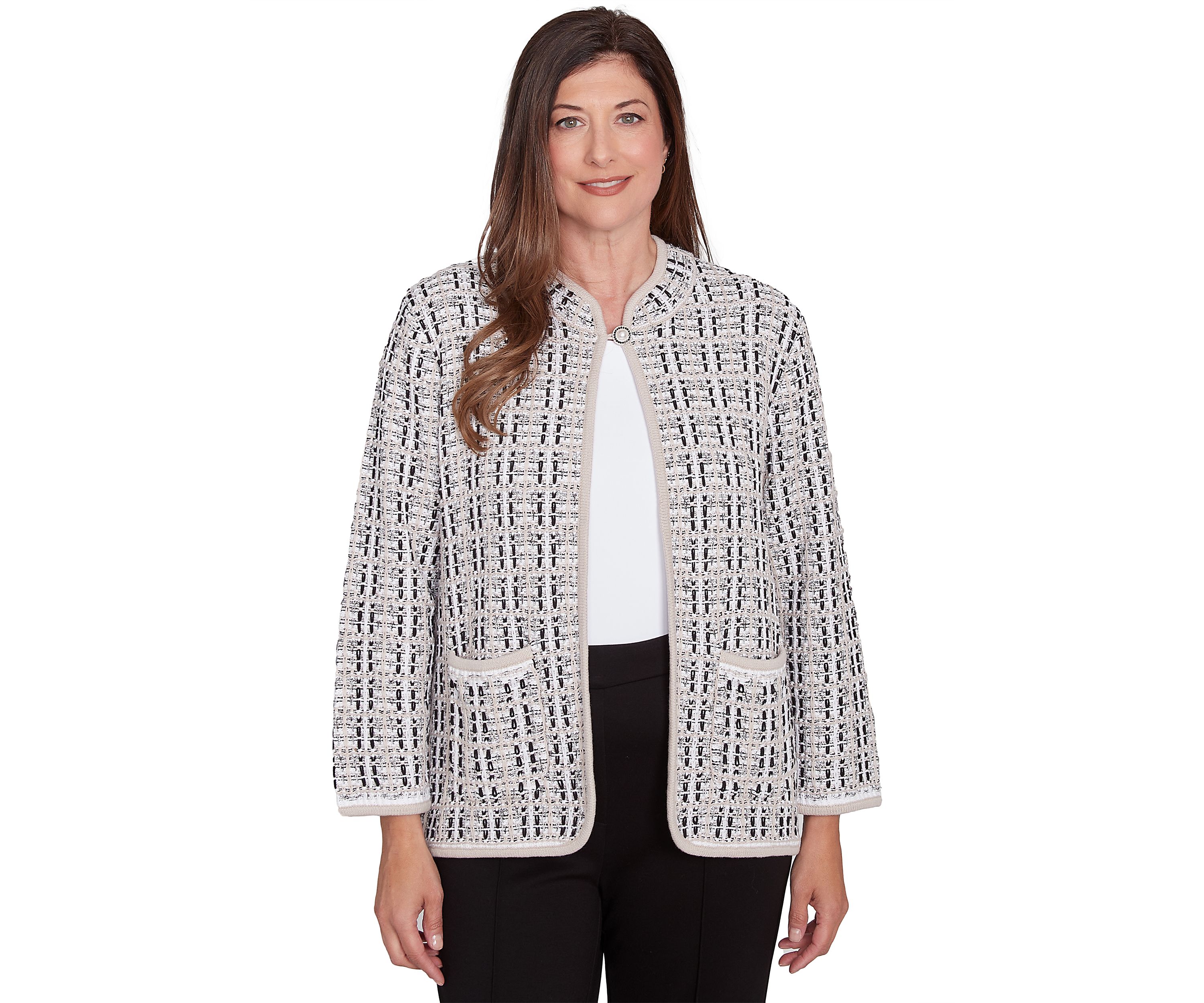 Petite Romancing the Stone Texture Sweater Knit Jacket