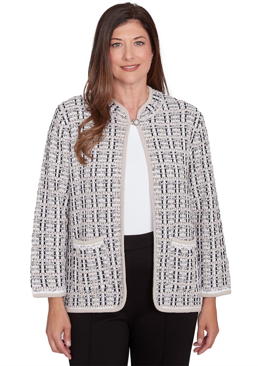 Petite Romancing the Stone Texture Sweater Knit Jacket