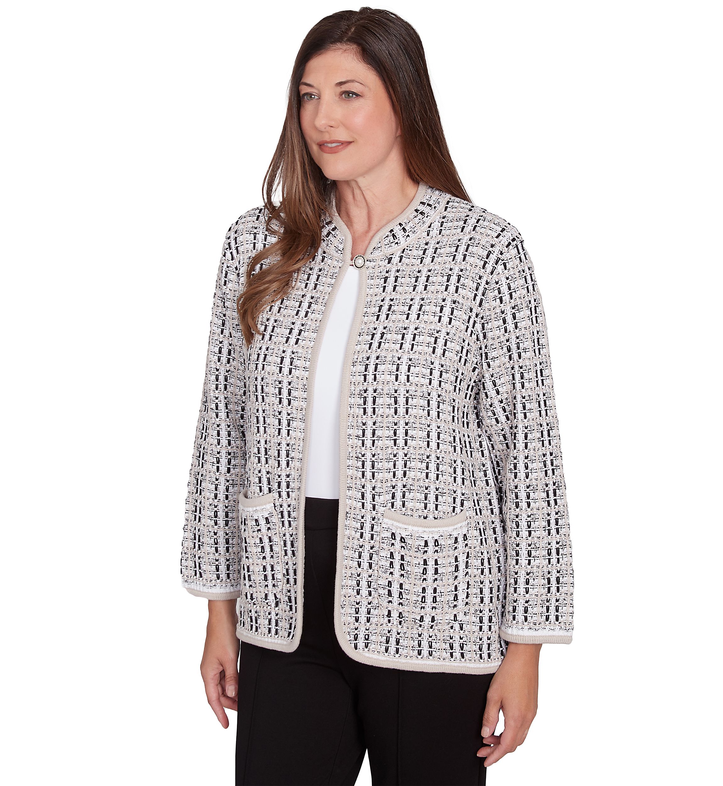 Petite Romancing the Stone Texture Sweater Knit Jacket