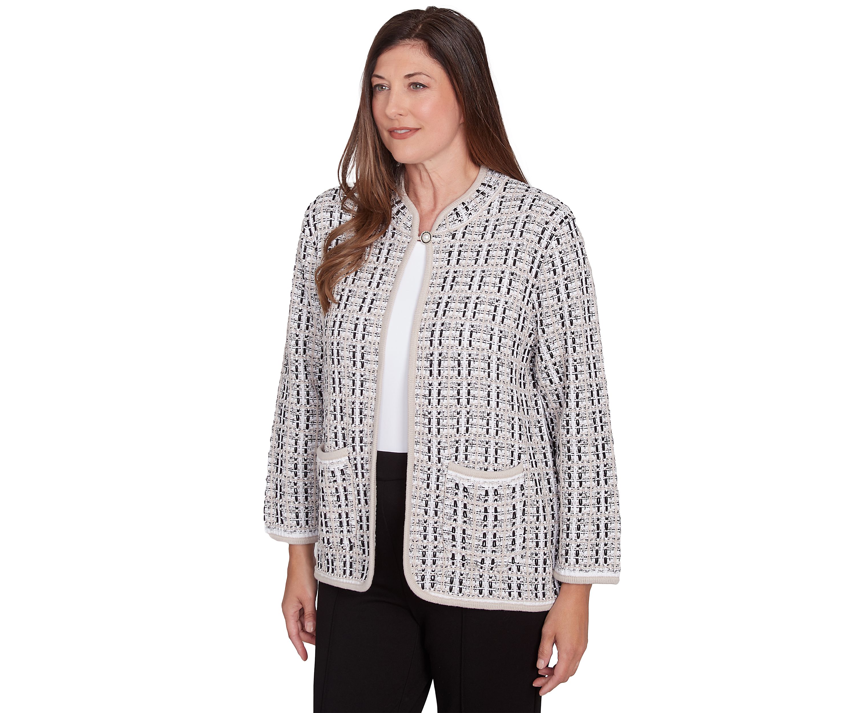 Petite Romancing the Stone Texture Sweater Knit Jacket