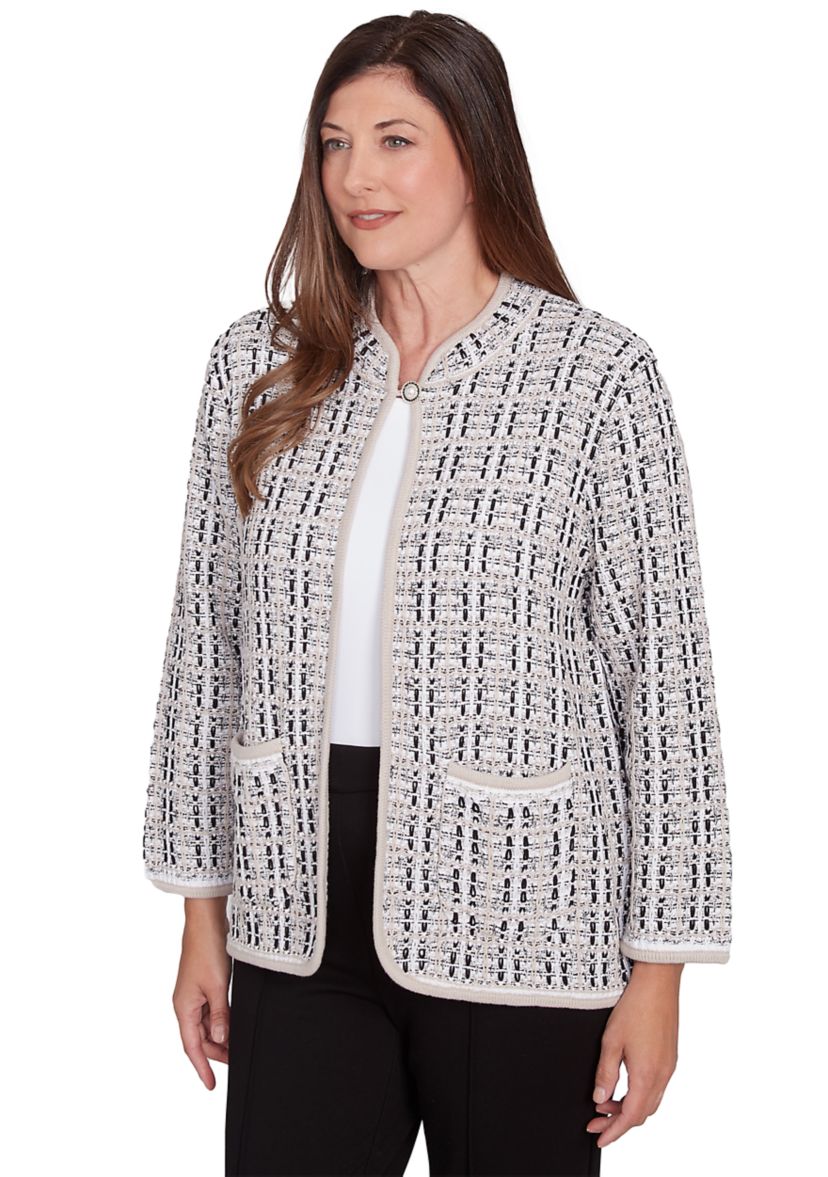 Petite Romancing the Stone Texture Sweater Knit Jacket