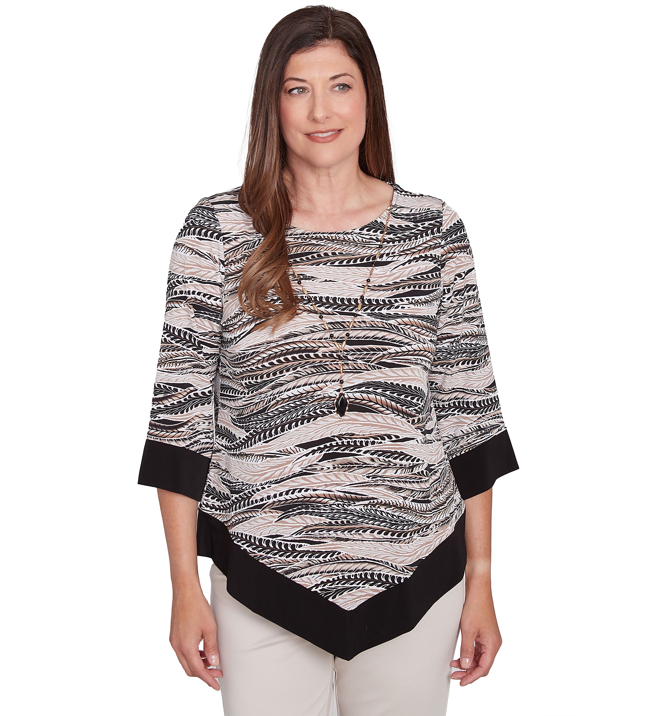 Petite Romancing The Stone Feathers with Trim Top