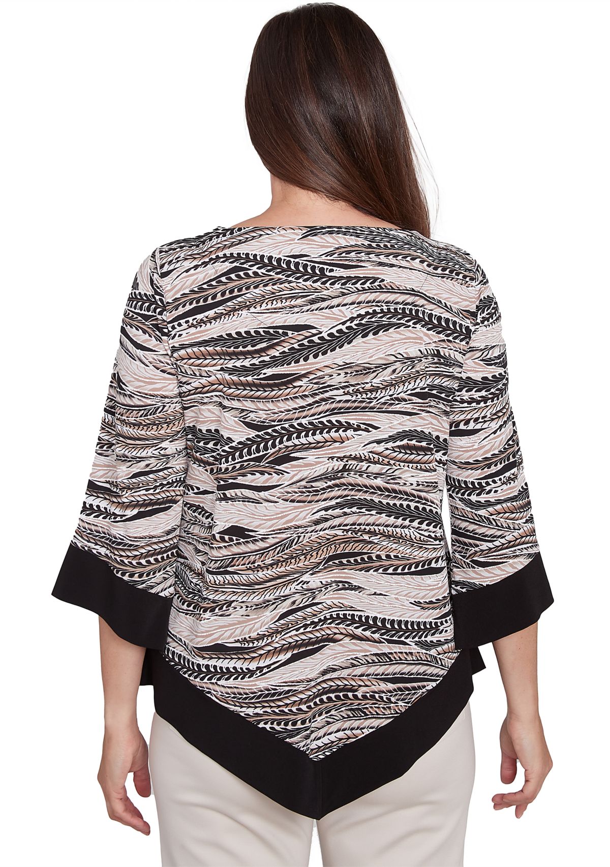 Petite Romancing The Stone Feathers with Trim Top