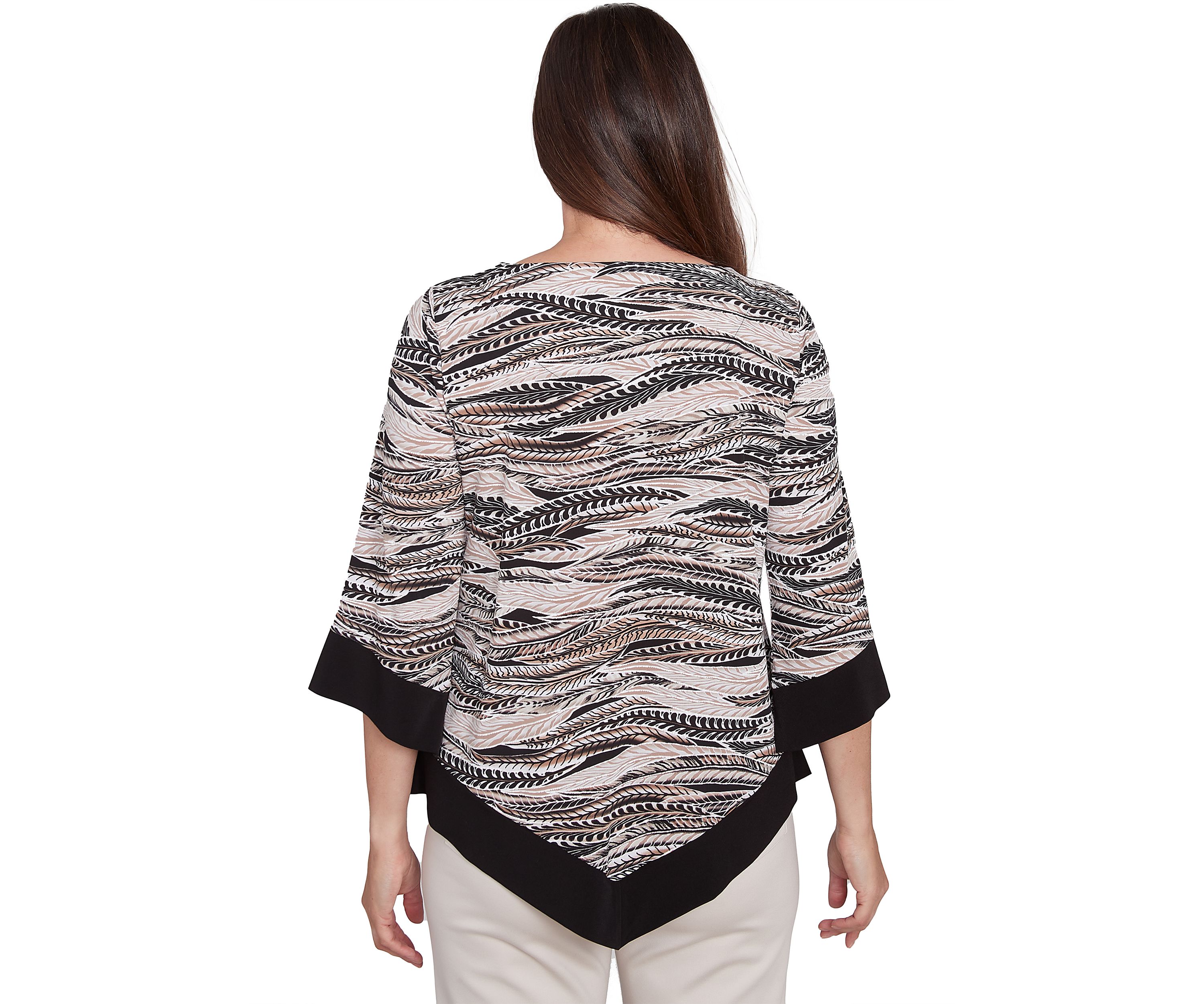 Petite Romancing The Stone Feathers with Trim Top