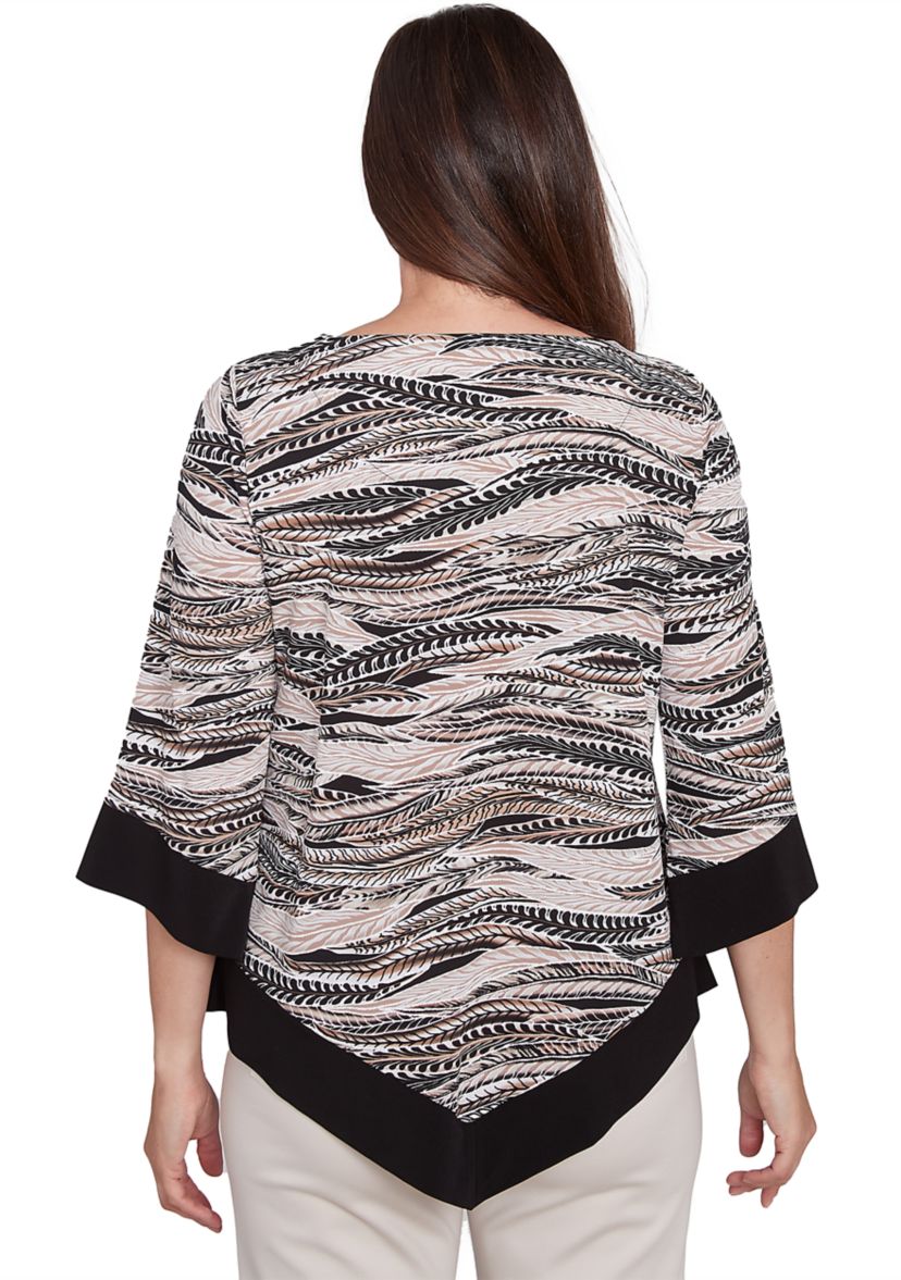 Petite Romancing The Stone Feathers with Trim Top