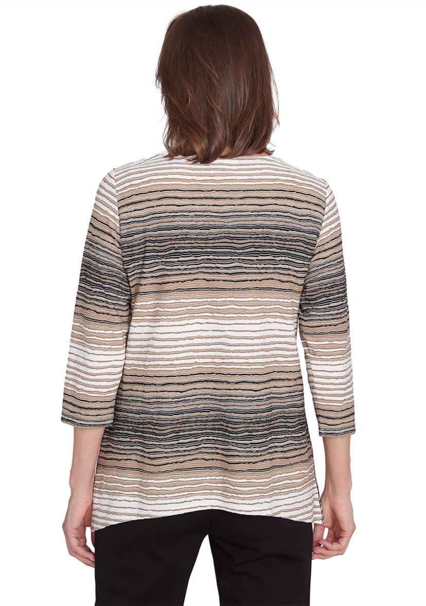 Petite Romancing The Stone Spliced Texture Stripe Top