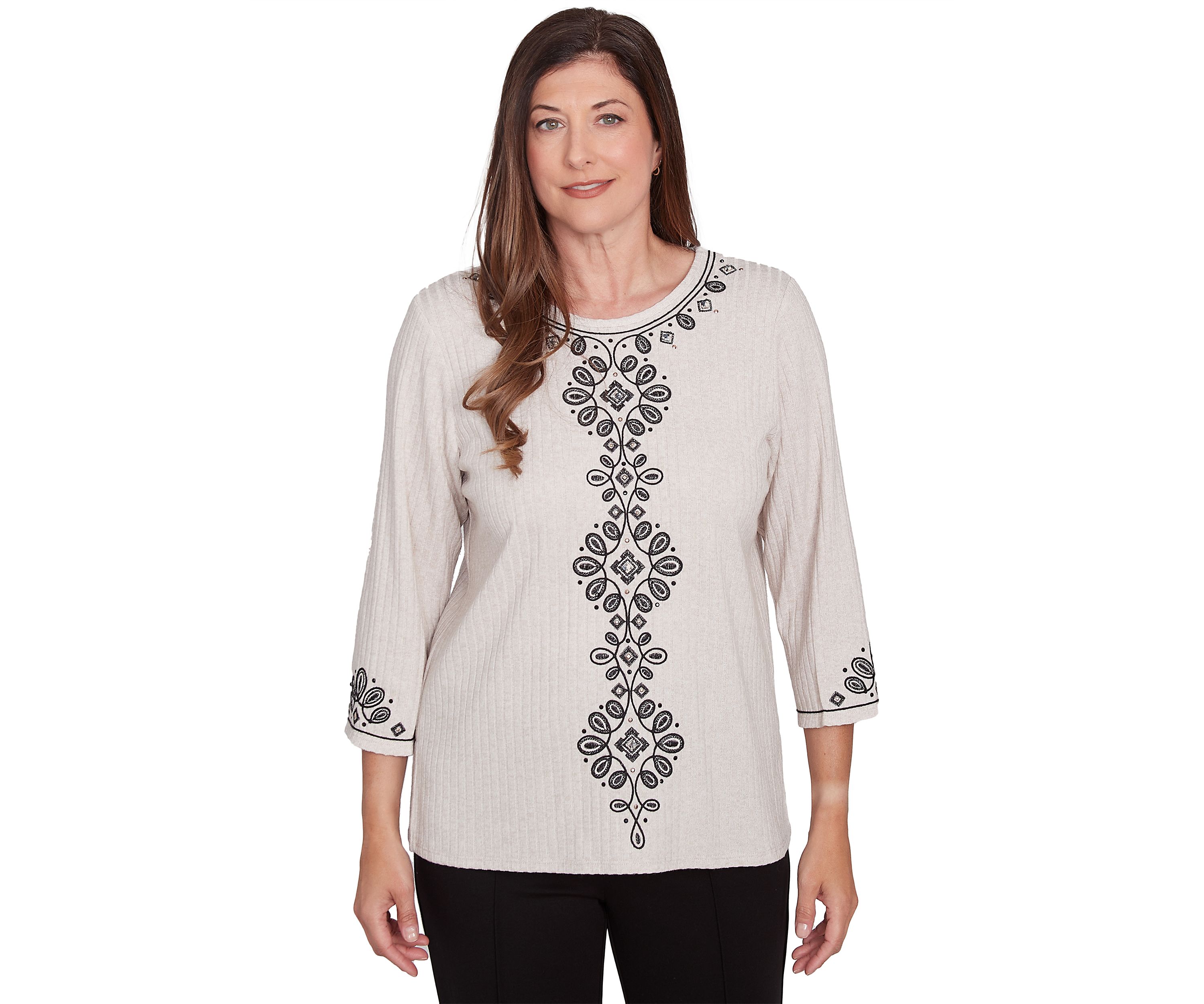 Petite Romancing The Stone Medallion Center Sweater 