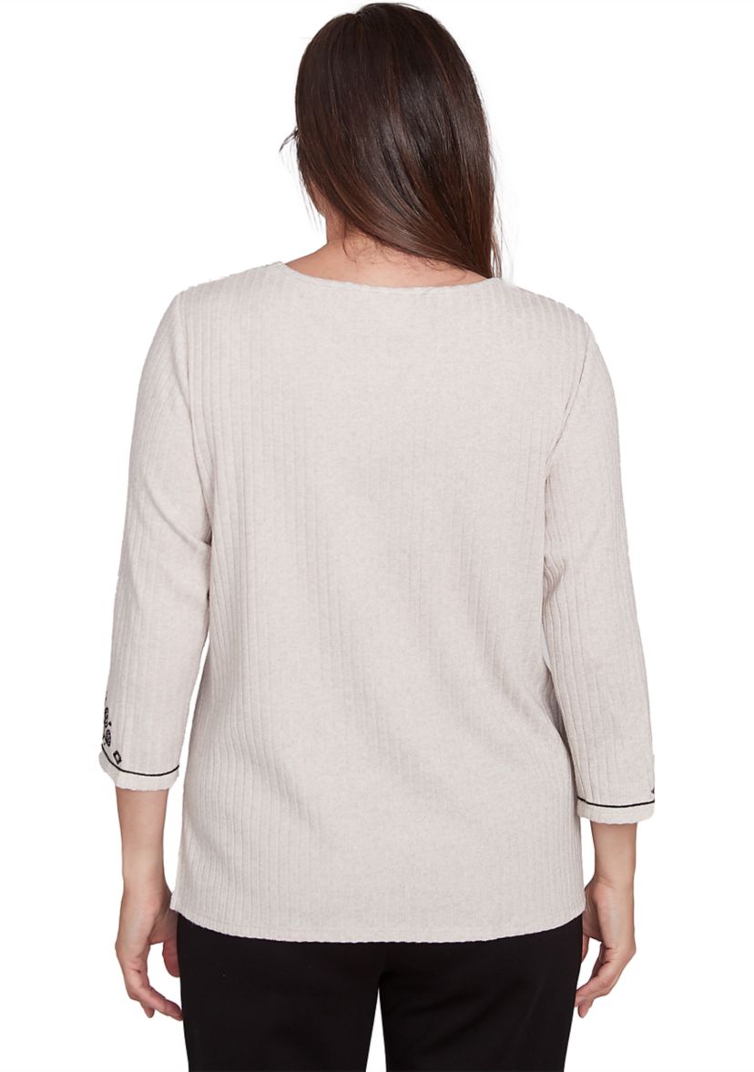Petite Romancing The Stone Medallion Center Sweater 