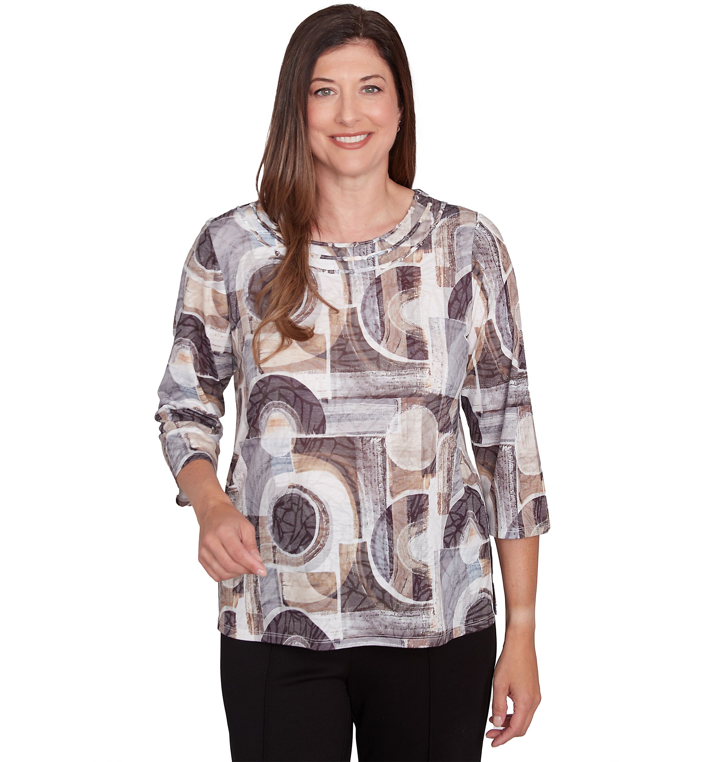 Petite Romancing the Stone Geometric Patch T-Shirt