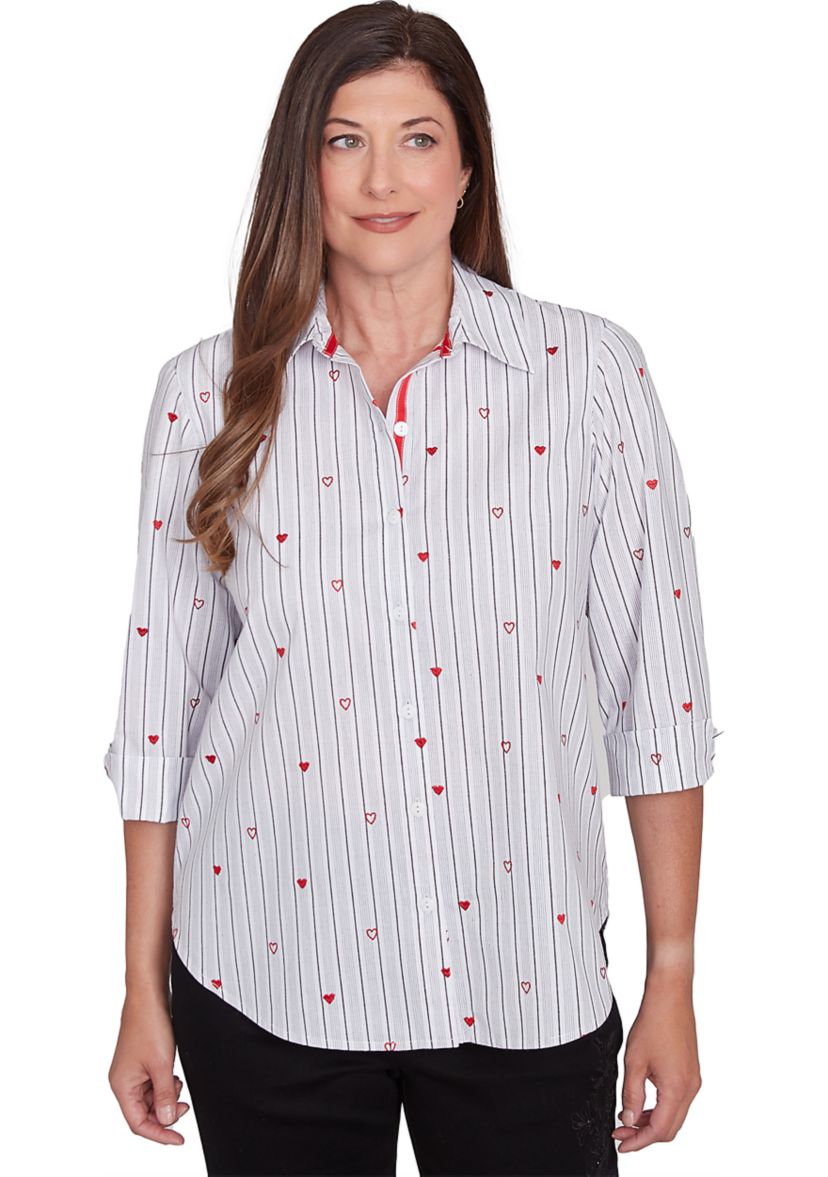 Womens Wild At Heart Stripe Top with Hearts