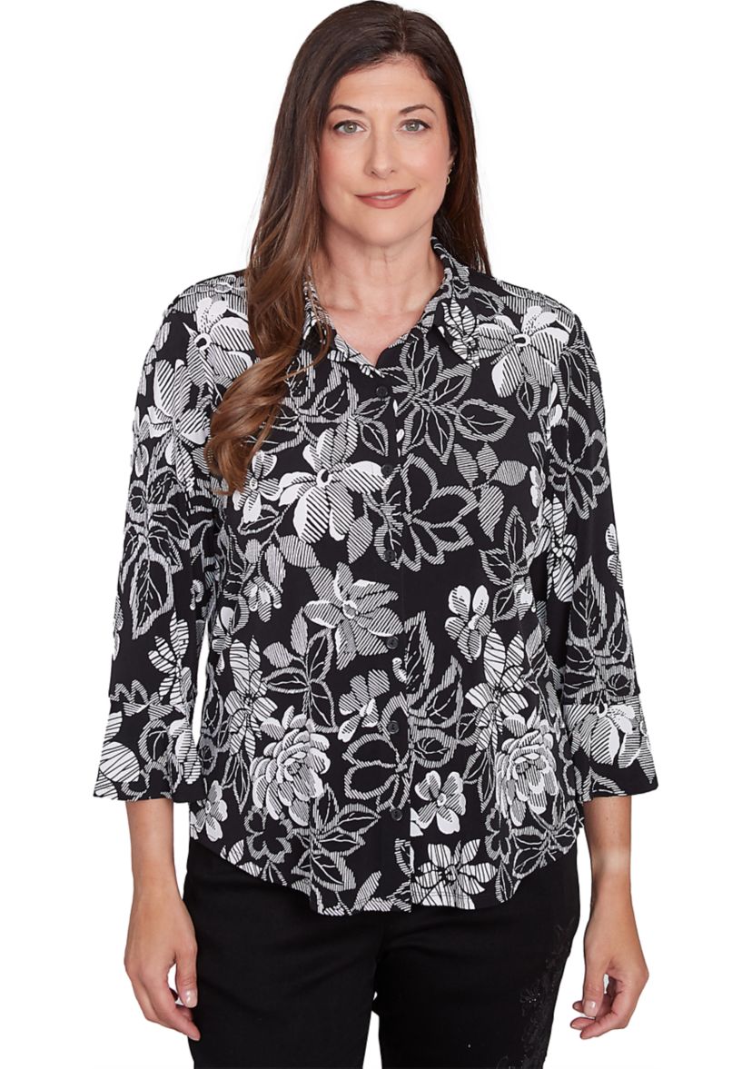 Womens Wild At Heart Floral Puff Print Shirt