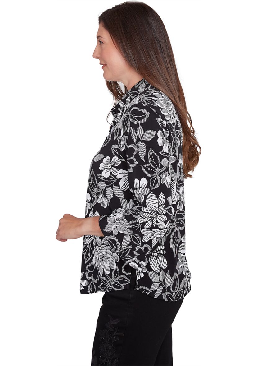 Womens Wild At Heart Floral Puff Print Shirt