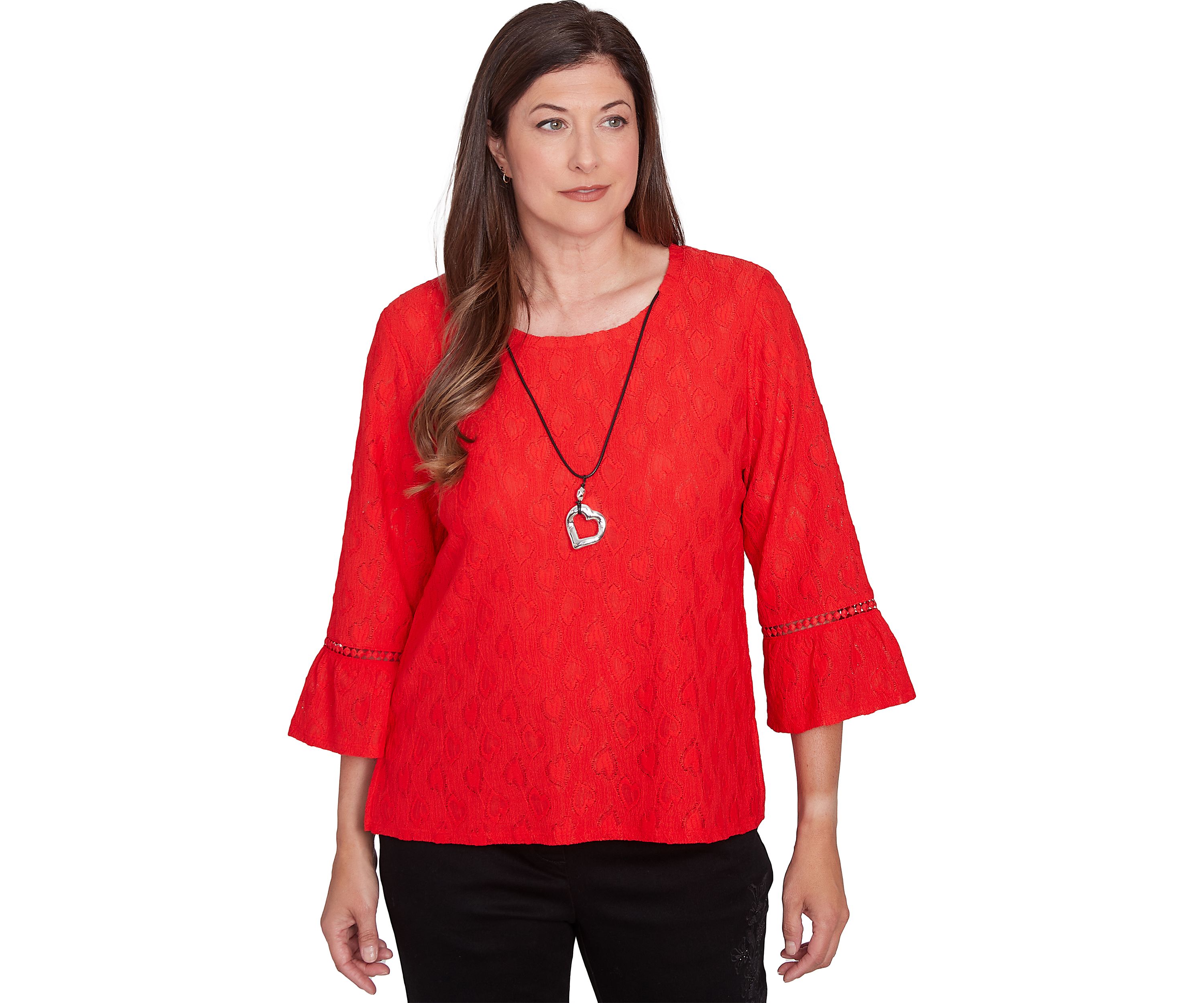 Womens Wild At Heart Solid Heart Texture Top