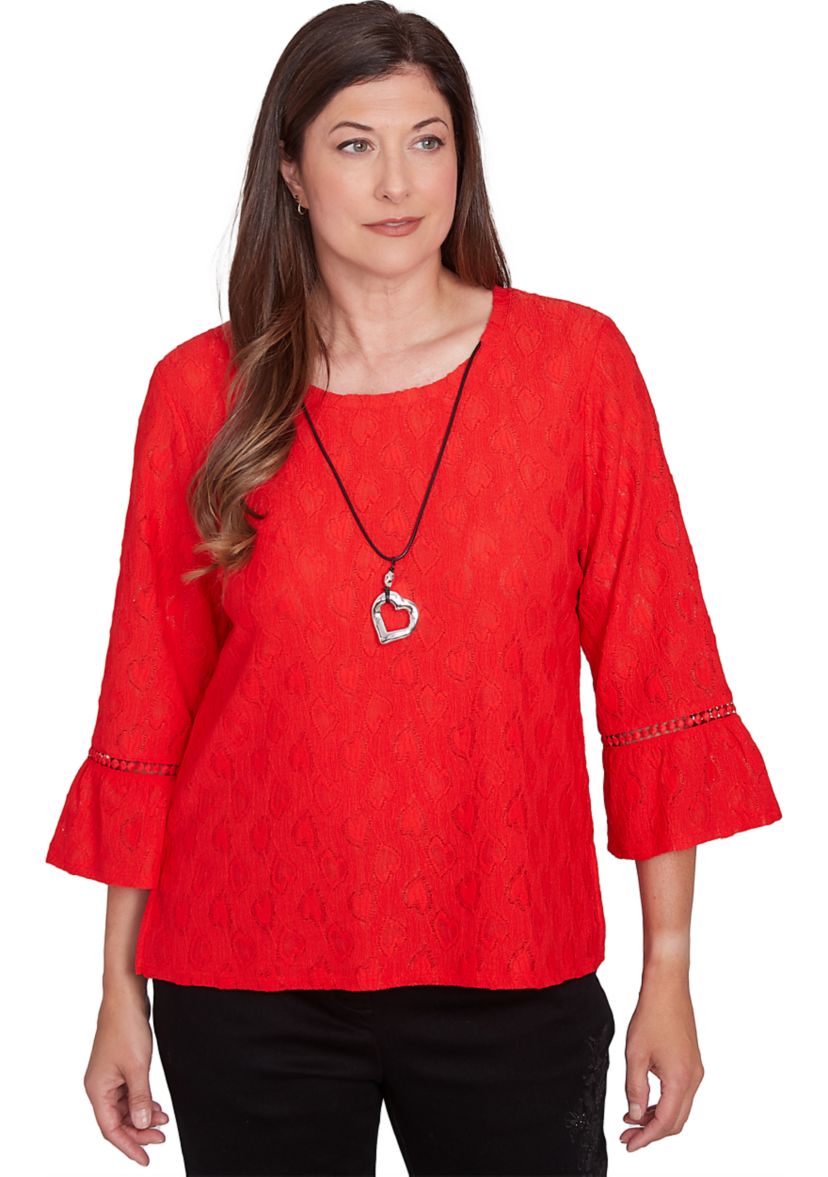 Womens Wild At Heart Solid Heart Texture Top