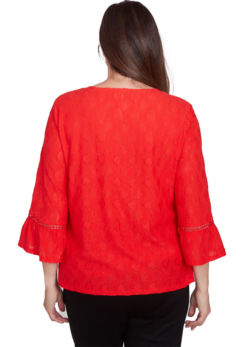 Womens Wild At Heart Solid Heart Texture Top