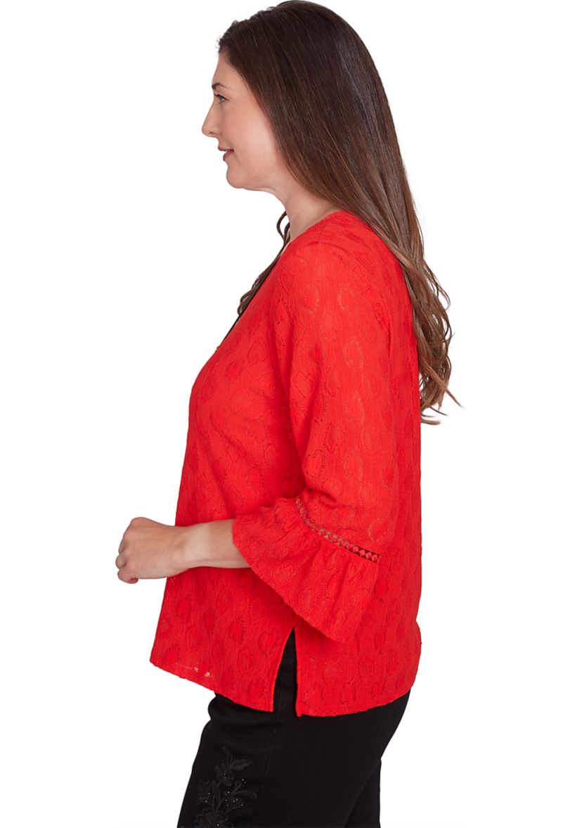 Womens Wild At Heart Solid Heart Texture Top