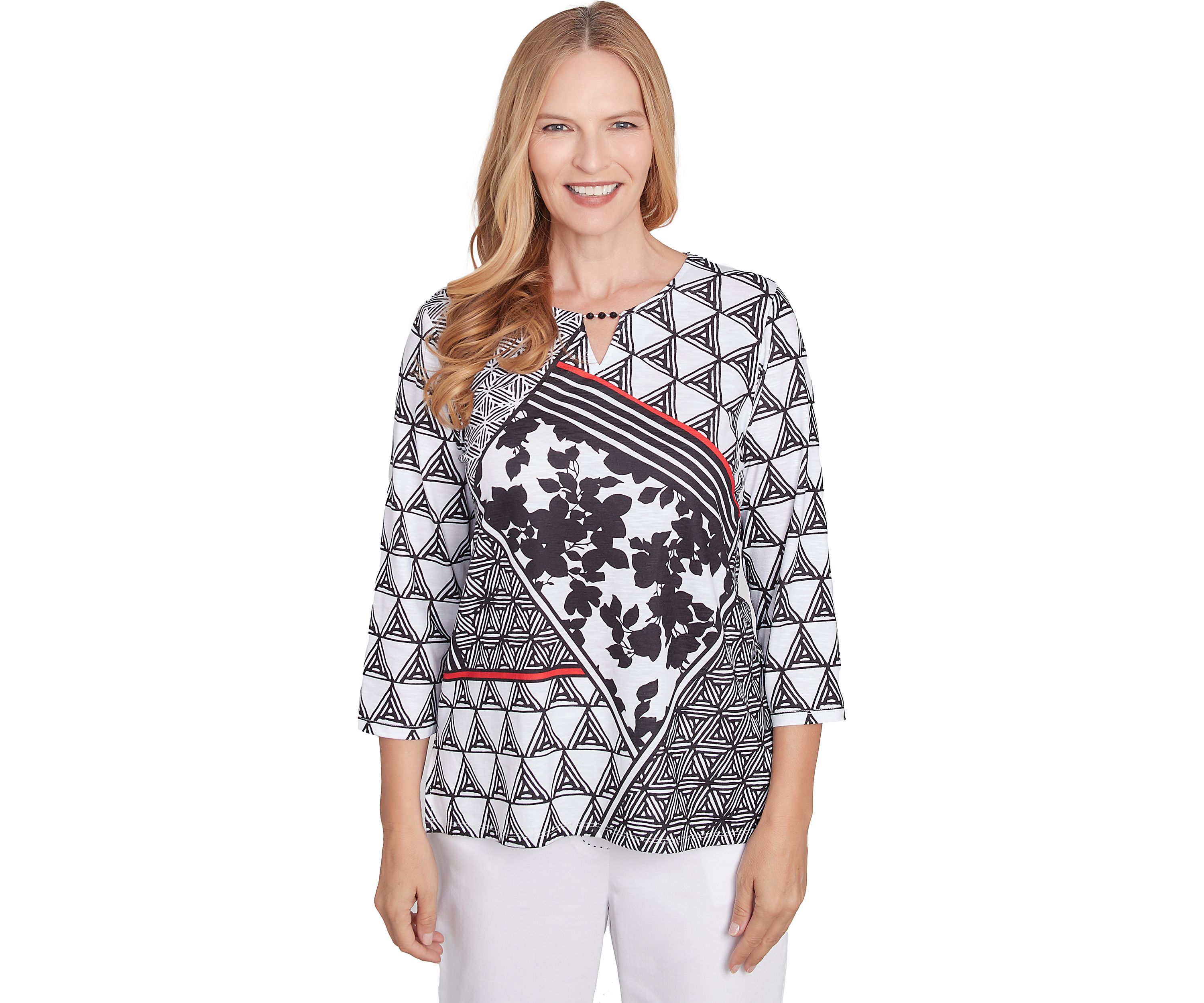 Womens Wild At Heart Geo Patchwork Top