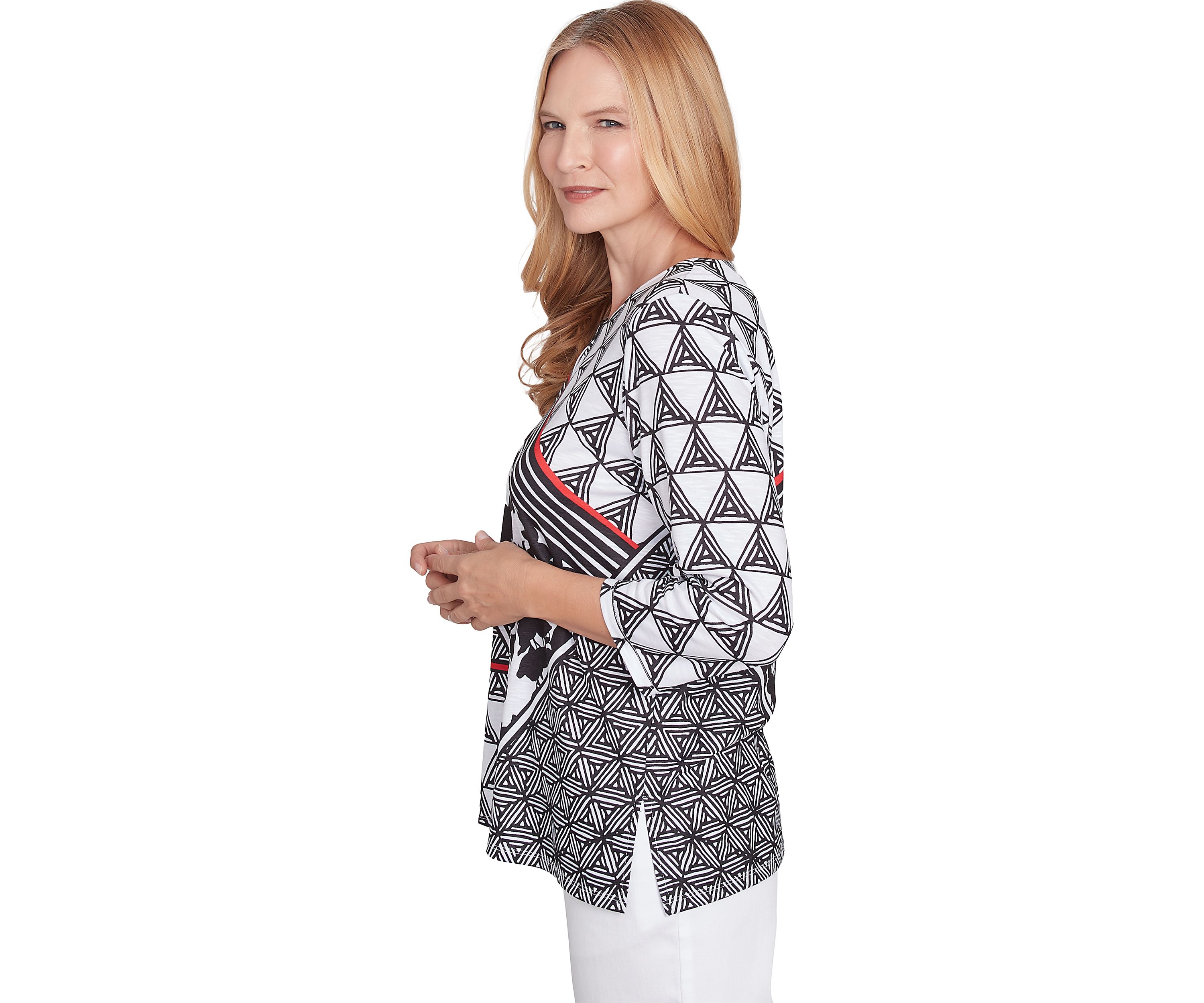 Womens Wild At Heart Geo Patchwork Top