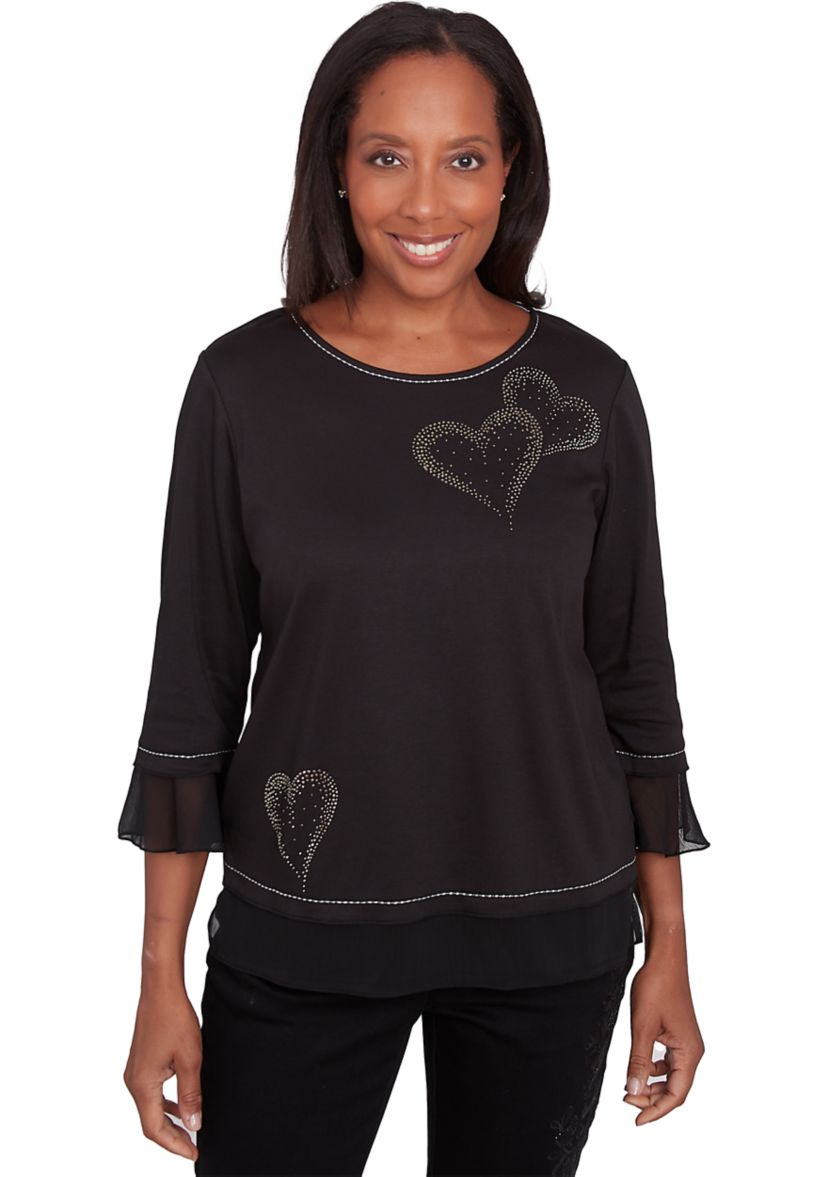 Womens Wild At Heart Asymmetric Heat Set Hearts Top