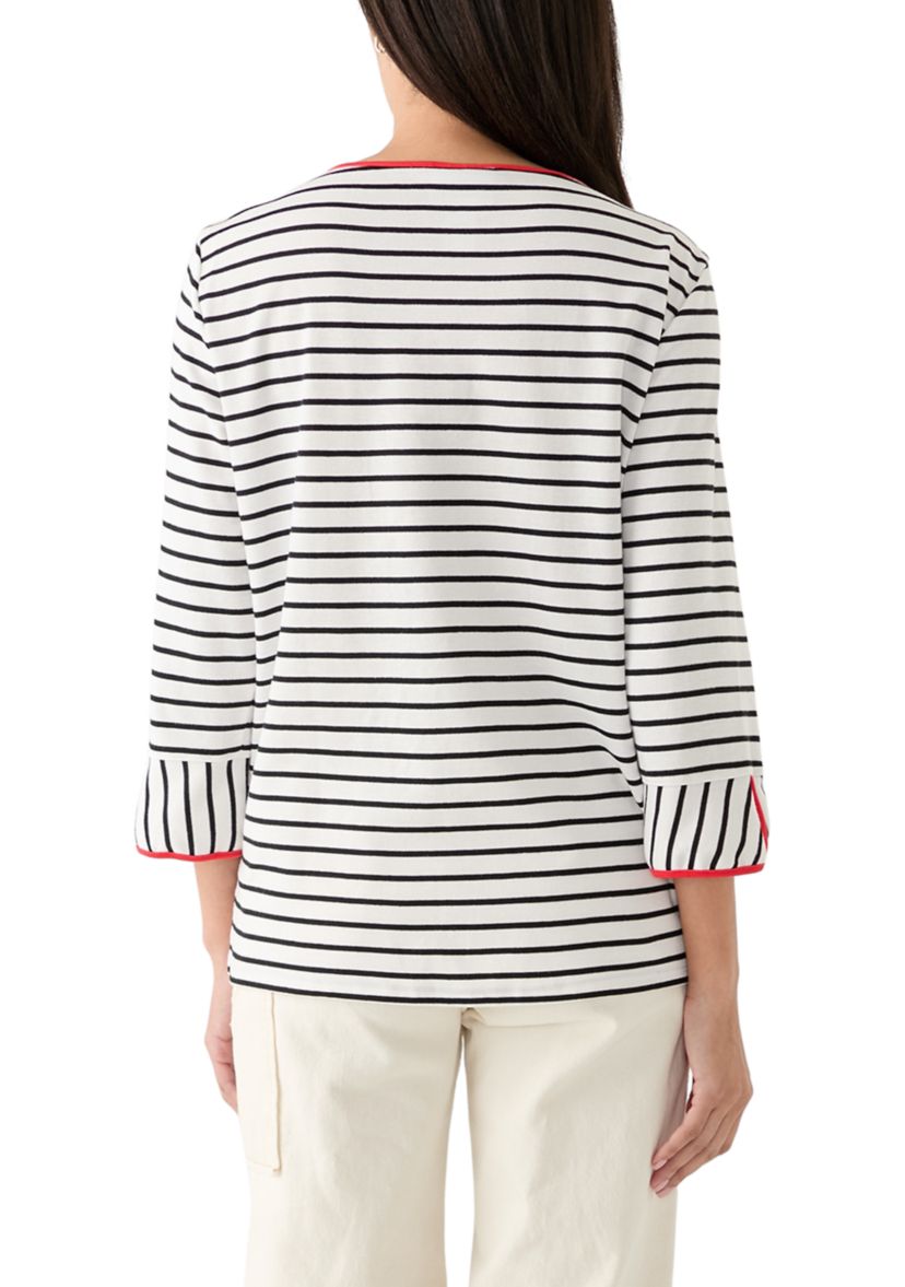 Womens Diagonal Floral Stripe Top