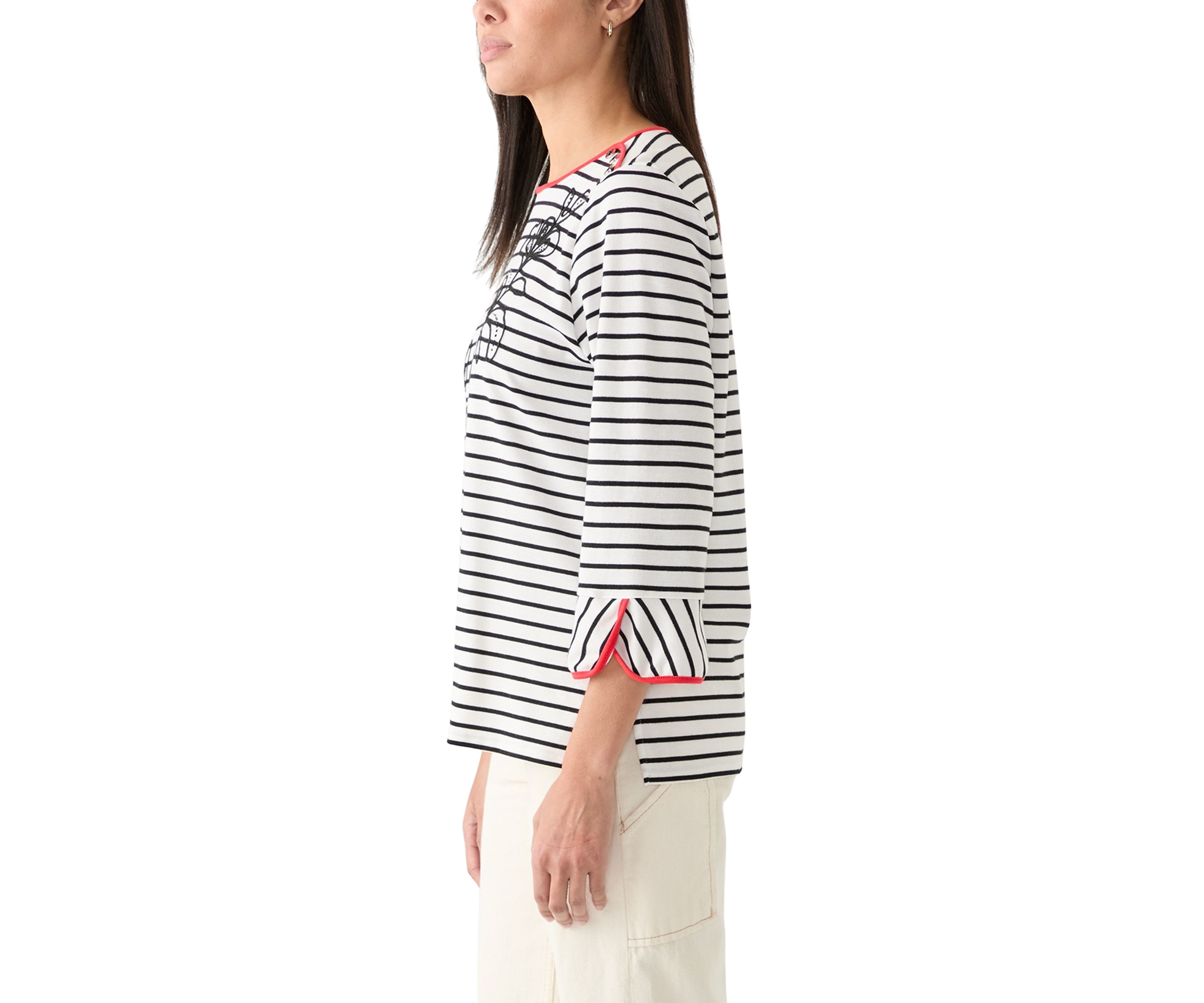 Womens Diagonal Floral Stripe Top
