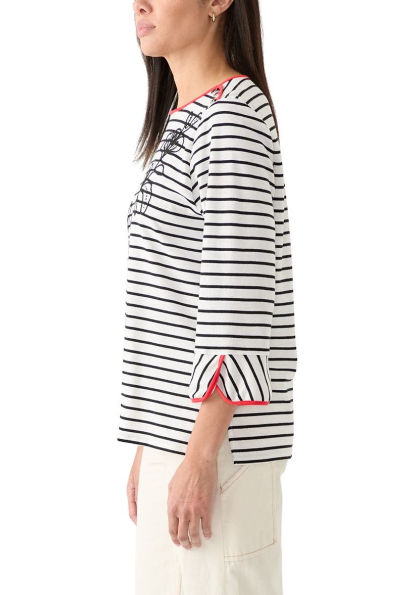 Womens Diagonal Floral Stripe Top