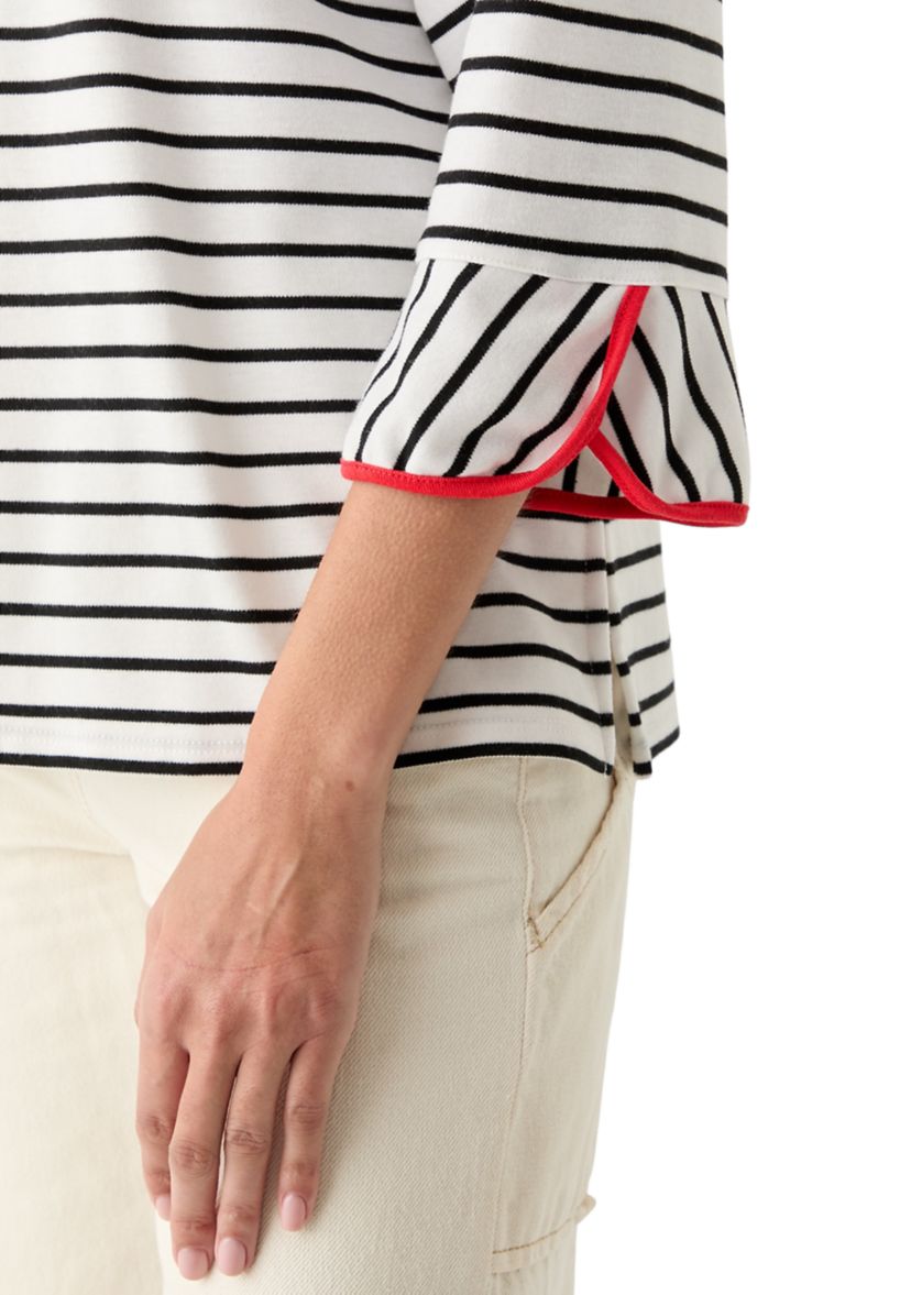 Womens Diagonal Floral Stripe Top