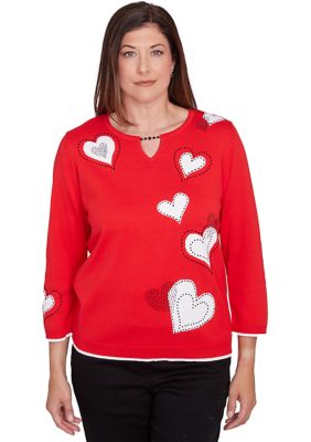 Alfred Dunner Women's Wild At Heart Sweater, Red, Small