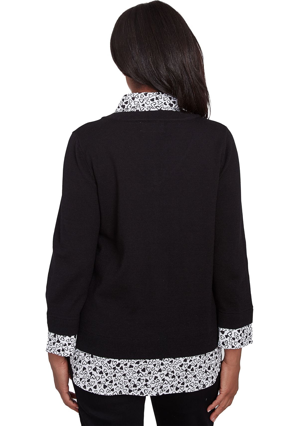 Womens Wild at Heart Solid Top with Heart Woven Trim