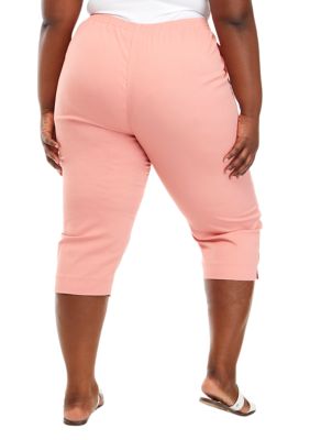 Alfred Dunner Plus Size Happy Hour Microfiber Twill Pull-On Capri