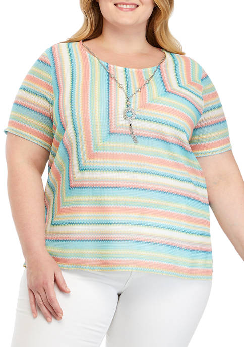 Alfred Dunner Plus Size Spliced Texture Knit Top