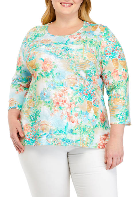 Alfred Dunner Plus Size Painterly Scenic Top