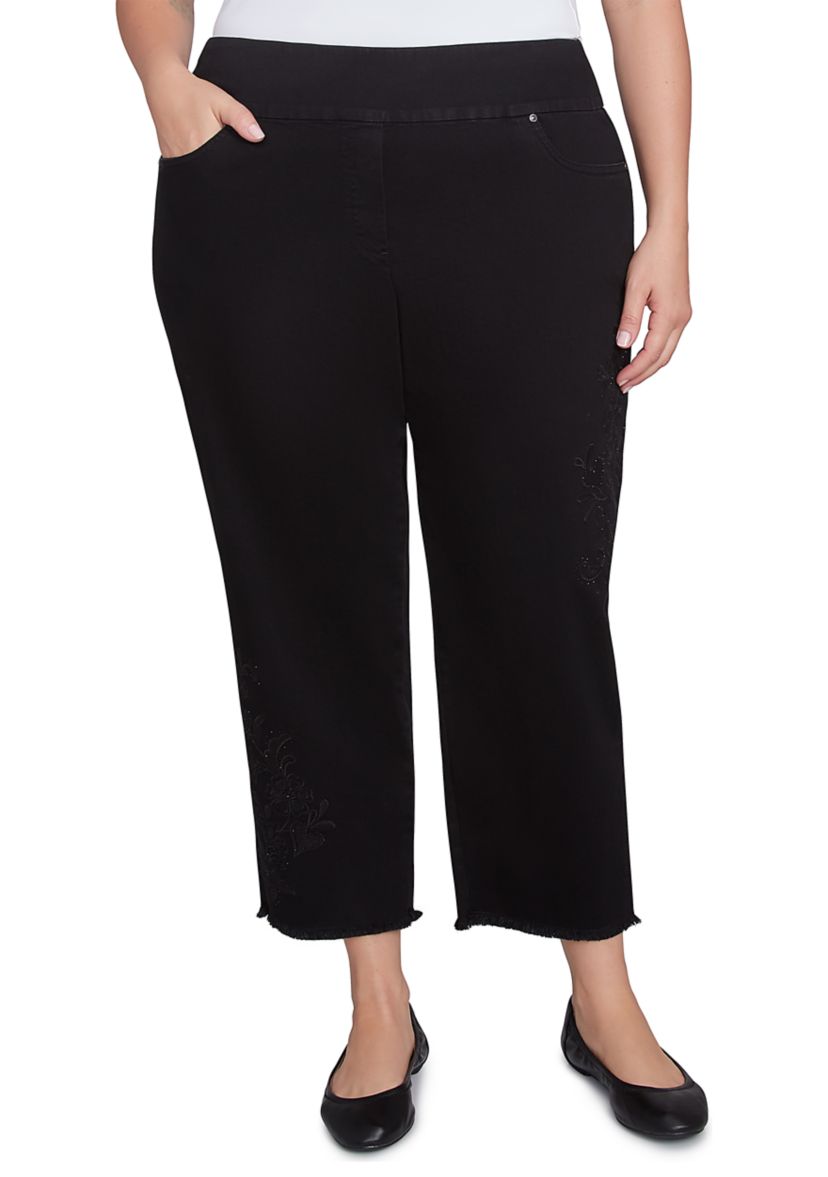 Plus Size Denim Ankle Pants