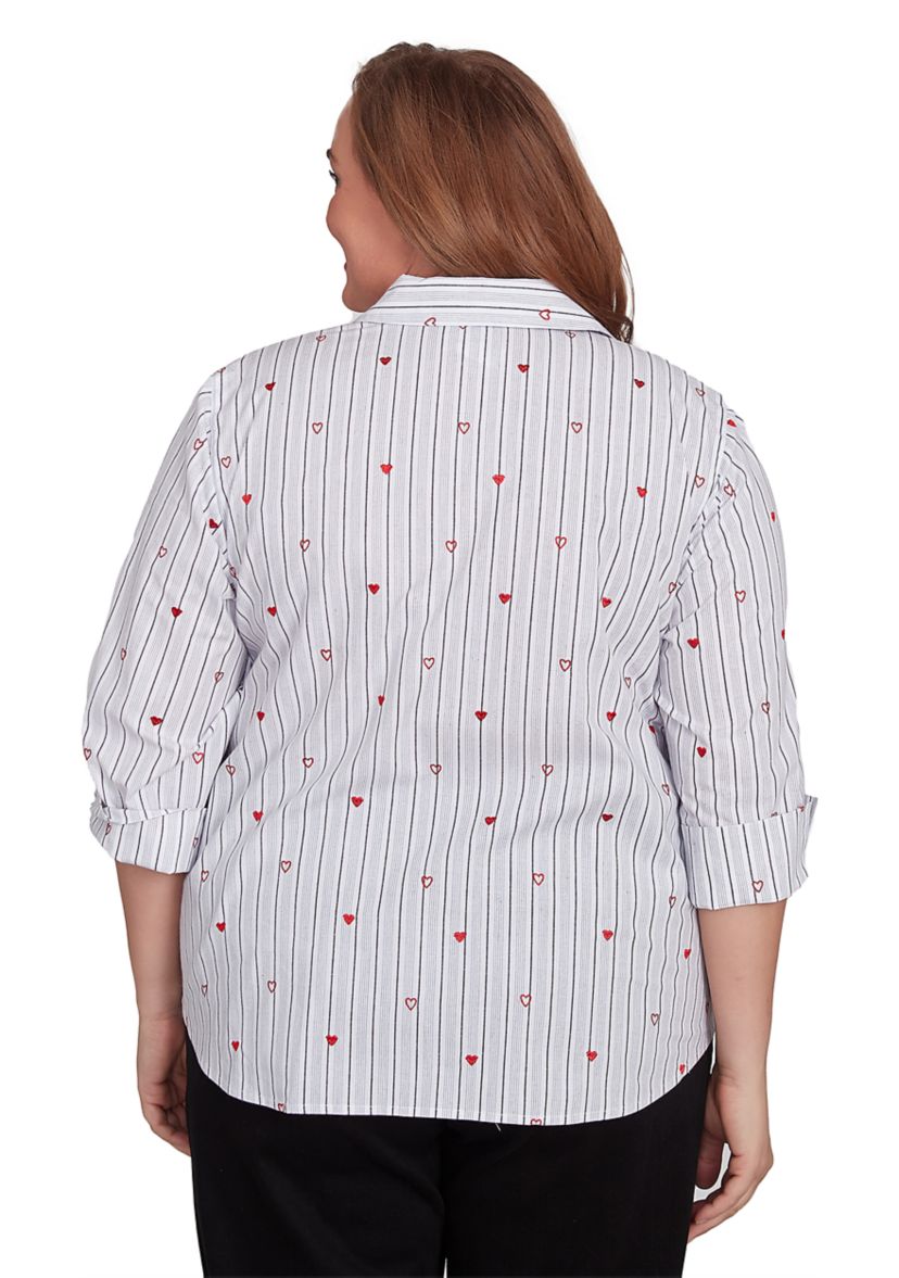 Plus Size Embroidered Button Down Woven Shirt 