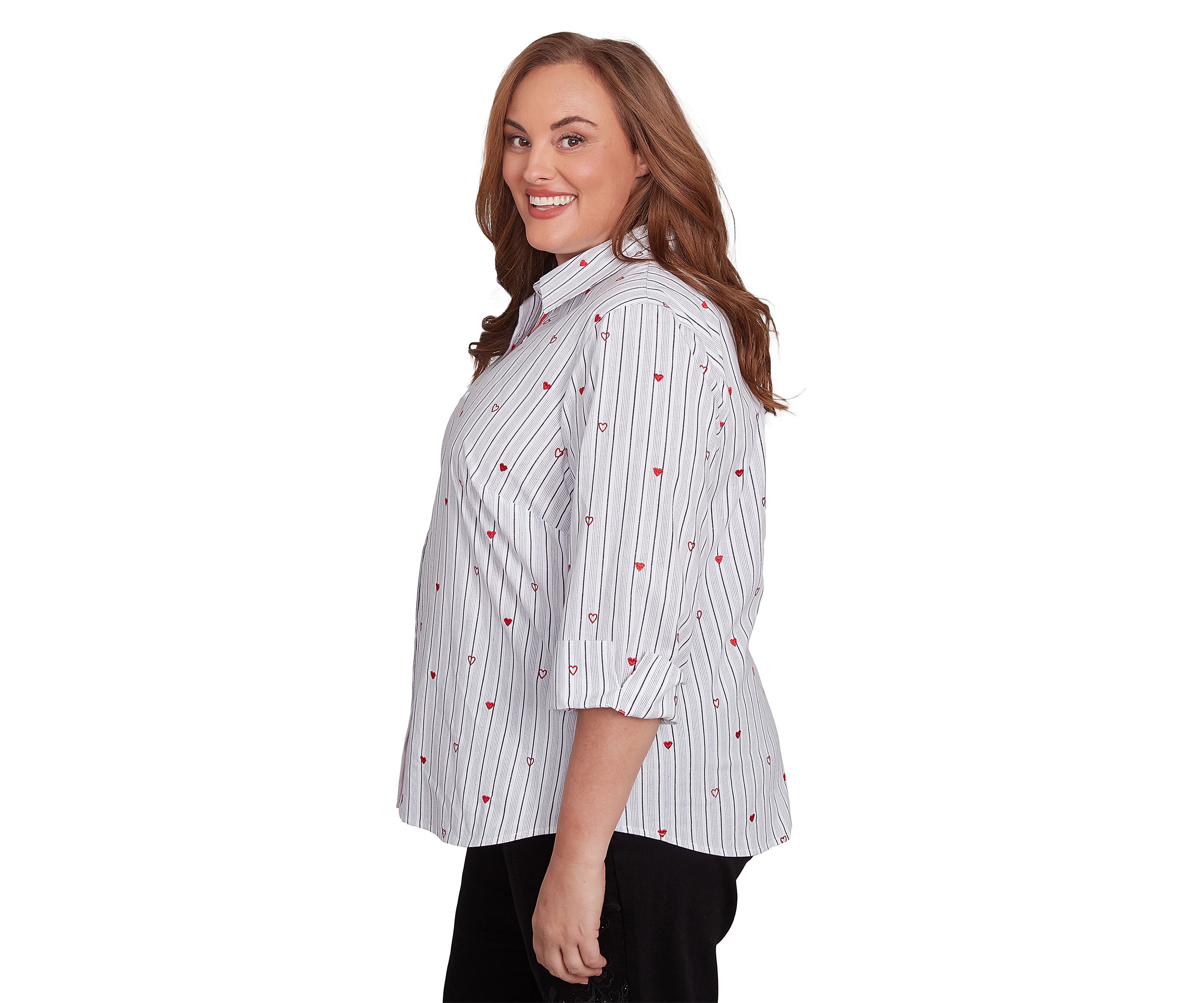 Plus Size Embroidered Button Down Woven Shirt 