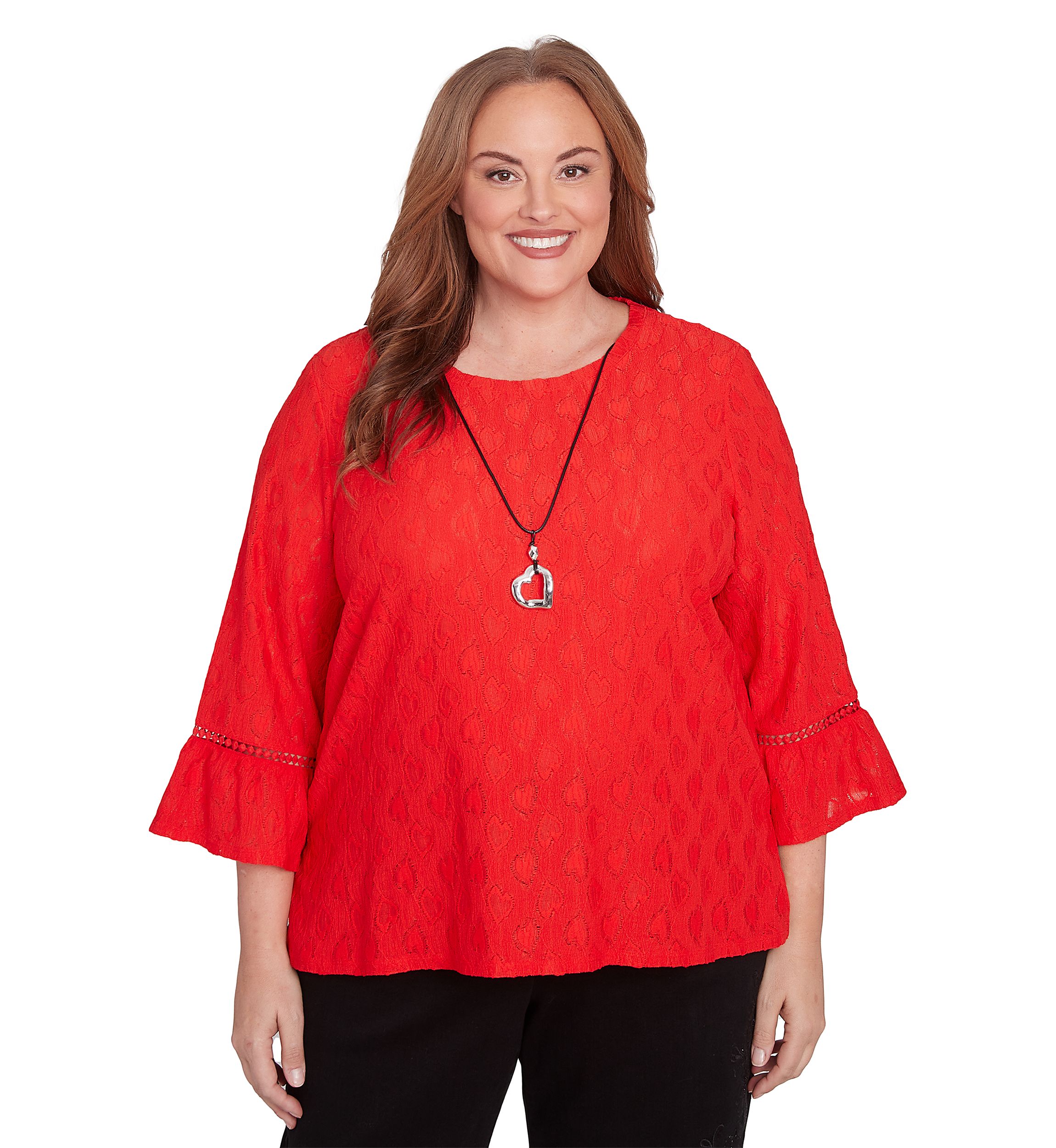 Plus Size Heart Texture Knit Top 