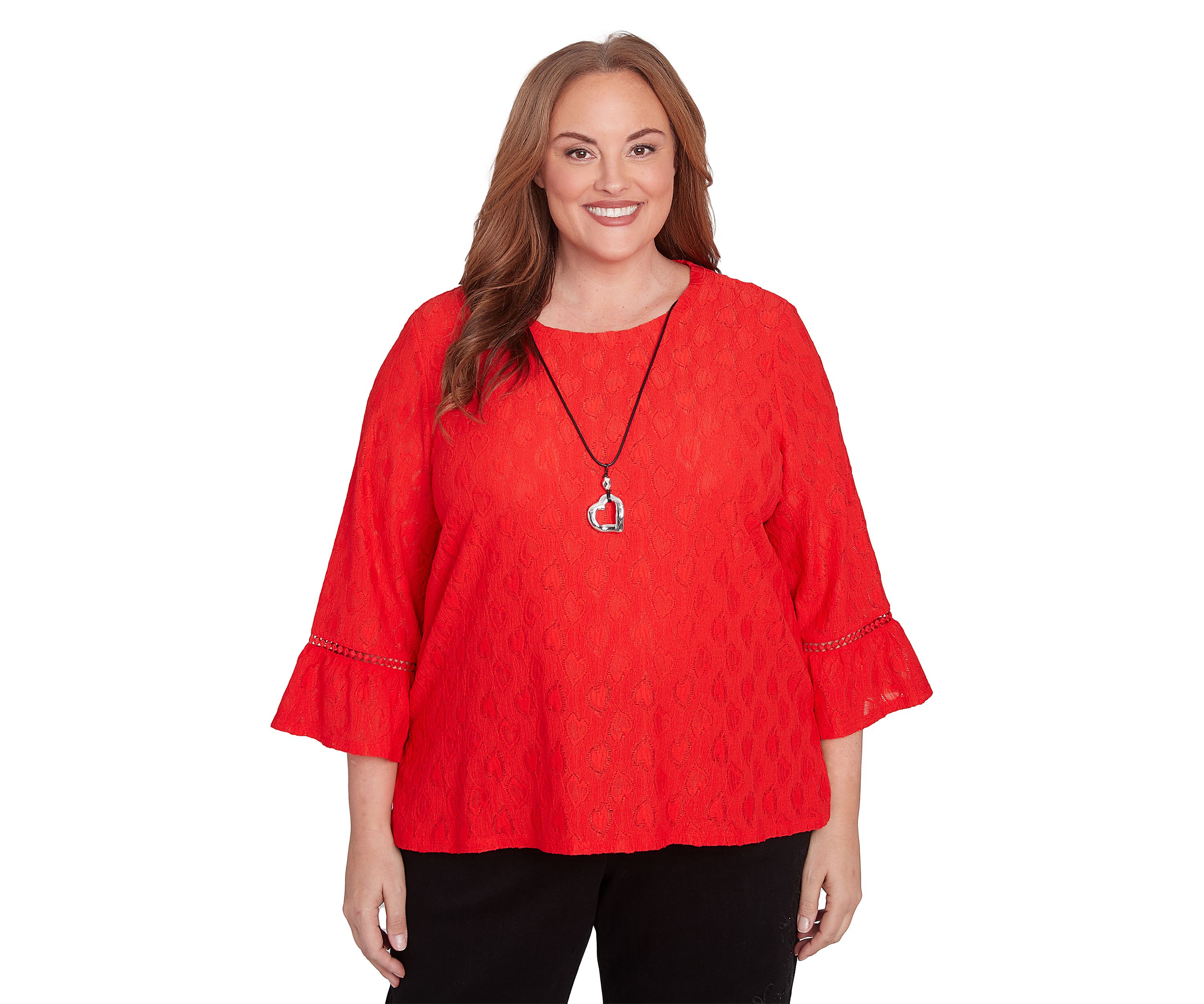 Plus Size Heart Texture Knit Top 