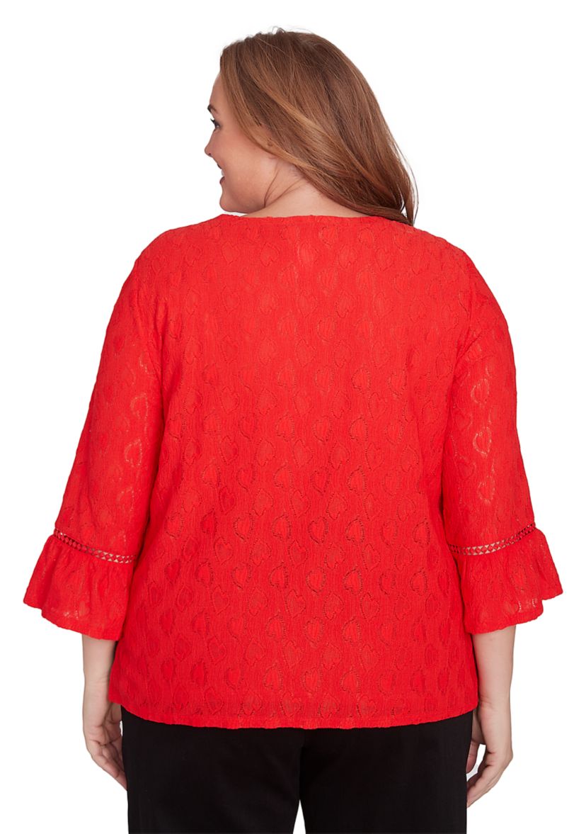 Plus Size Heart Texture Knit Top 