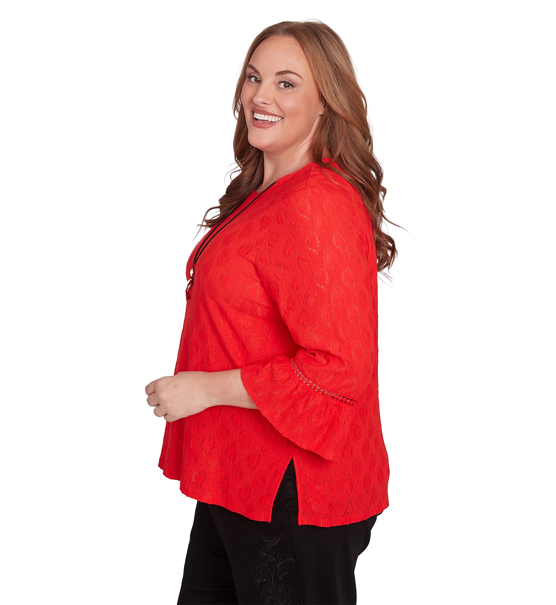 Plus Size Heart Texture Knit Top 