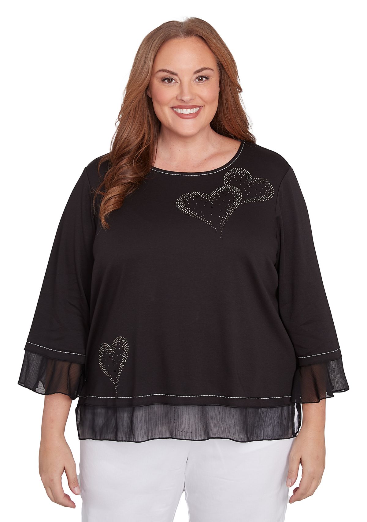 Plus Size Heat Set Heart Knit Top 