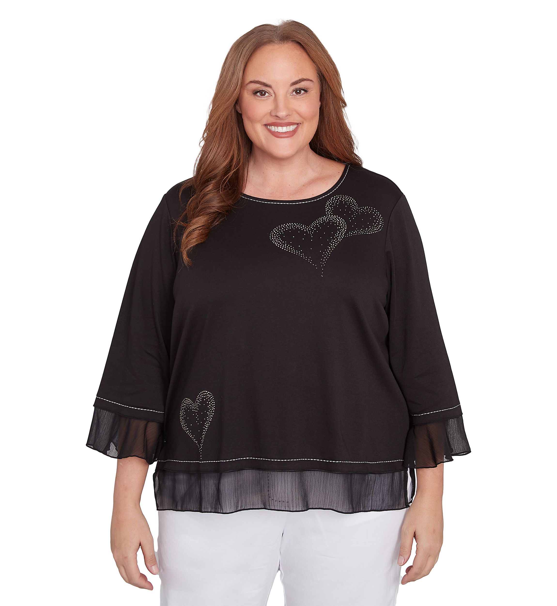Plus Size Heat Set Heart Knit Top 