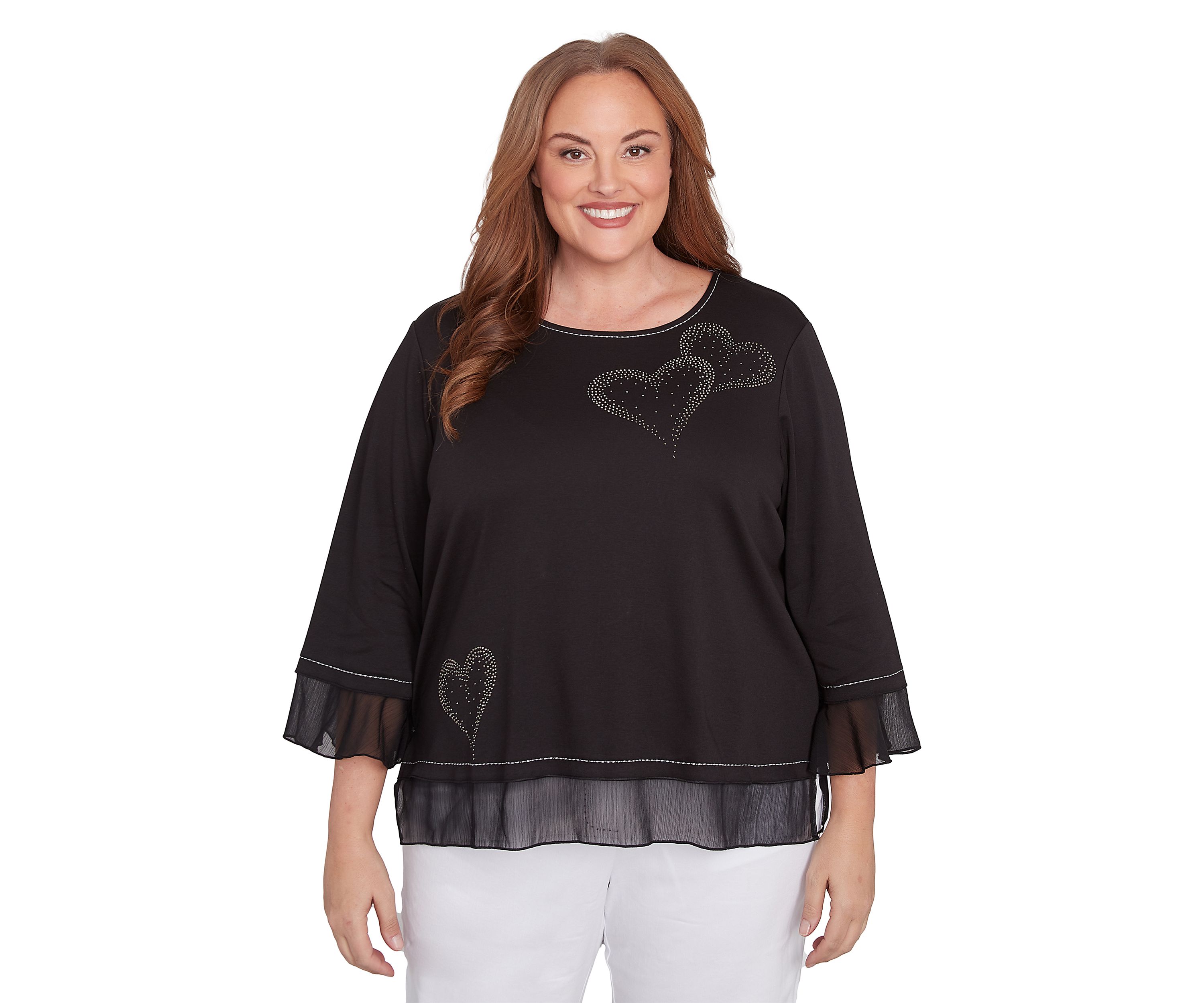 Plus Size Heat Set Heart Knit Top 