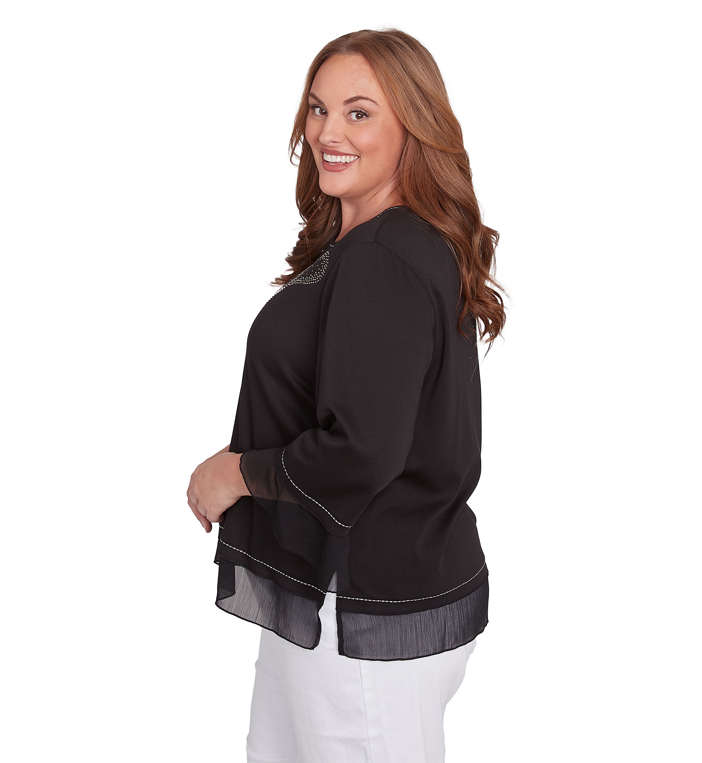Plus Size Heat Set Heart Knit Top 