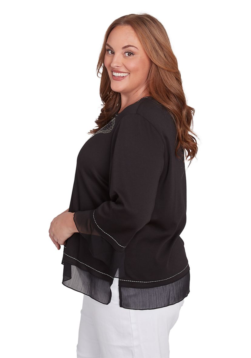 Plus Size Heat Set Heart Knit Top 